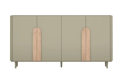 Komoda čtyřdveřová Amilio 200 cm na nožkách - eukaliptus / dub baltic dune / Úchytky dub přírodní Komoda čtyřdveřová Amilio 200 cm na nožkách - eukaliptus / dub baltic dune / Úchytky dub přírodní