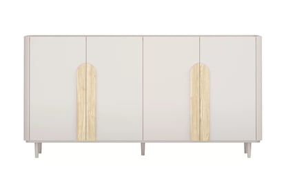 Komoda čtyřdveřová Amilio 200 cm na nožkách - kašmír / dub olejowany / Úchytky světlý dub Komoda čtyřdveřová Amilio 200 cm na nožkách - kašmír / dub olejowany / Úchytky světlý dub