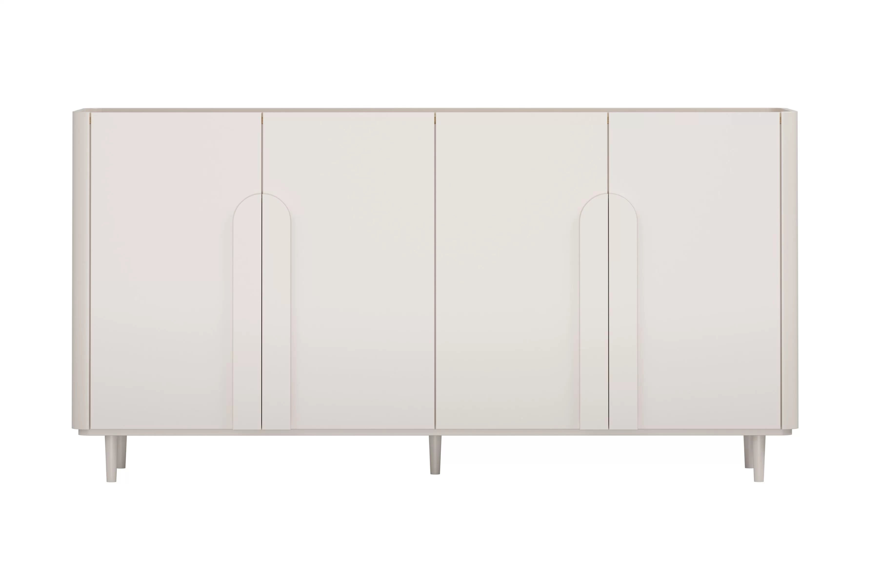 Čtyřdveřová komoda Amilio 200 cm na nožkách - kašmír / olejovaný dub / úchytky kašmír Komoda čtyřdveřová Amilio 200 cm na nožkách - kašmír / dub olejowany / Úchytky kašmír