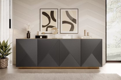 Štvordverová komoda Asha 200 cm - artisan / matný rivier stone Štvordverová Komoda Asha 200 cm - artisan / rivier stone mat