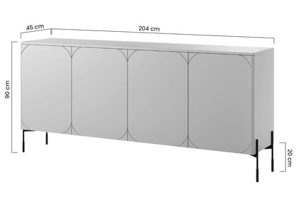 Komoda Sonatia 200 cm - kašmírová Štvordverová Komoda na kovových nohách Sonatia 200 cm - kašmír