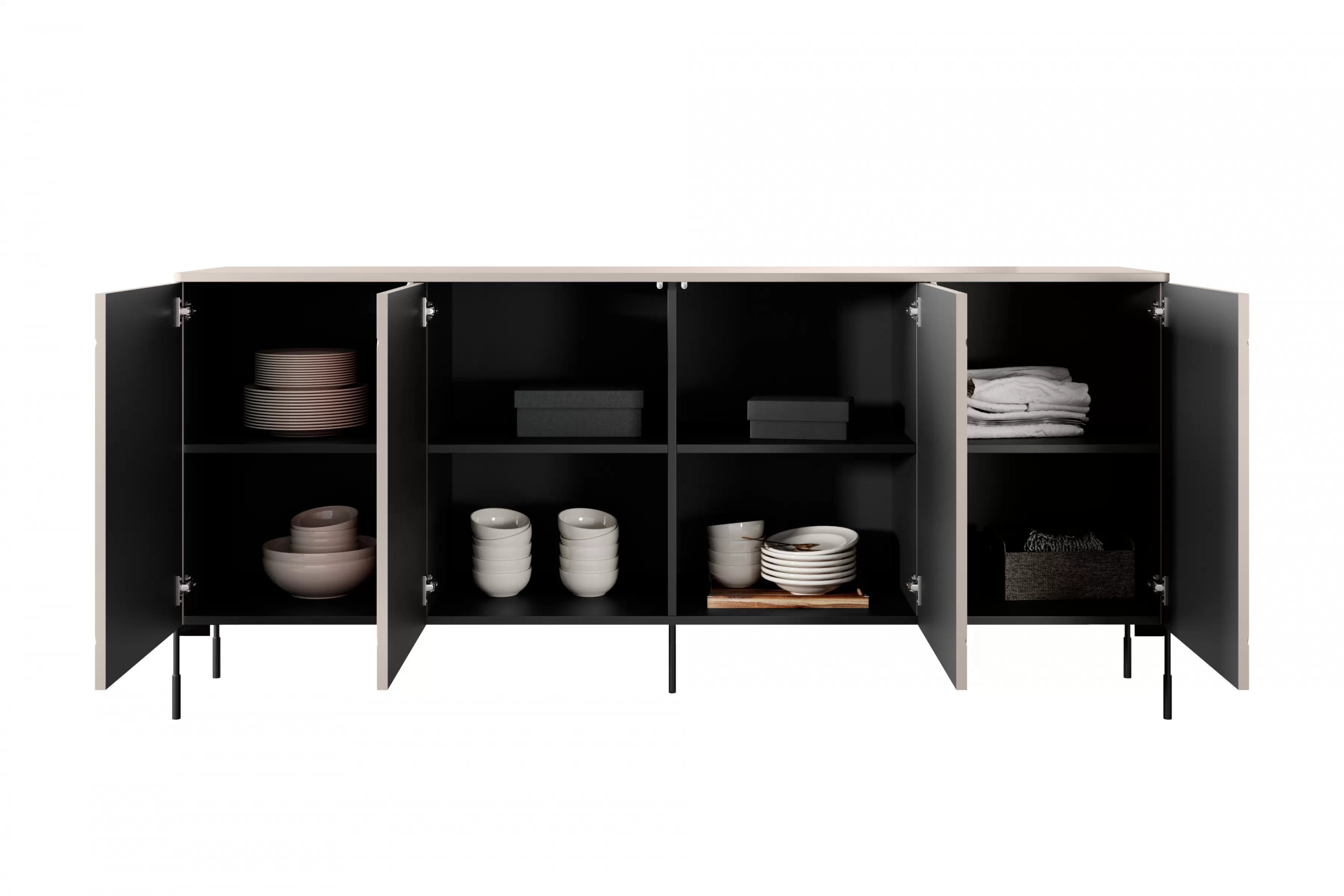 Komoda Sonatia 200 cm - kašmírová Štvordverová Komoda na kovových nohách Sonatia 200 cm - kašmír