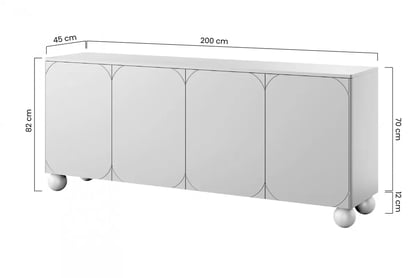 Komoda Sonatia II 200 cm na kulovitých nožkách - kašmírová Komoda