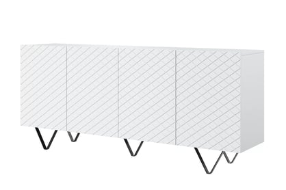 Štvordverová Komoda Scalia 190 4D - biely mat / čierny nožičky - Limitovaná ponuka
