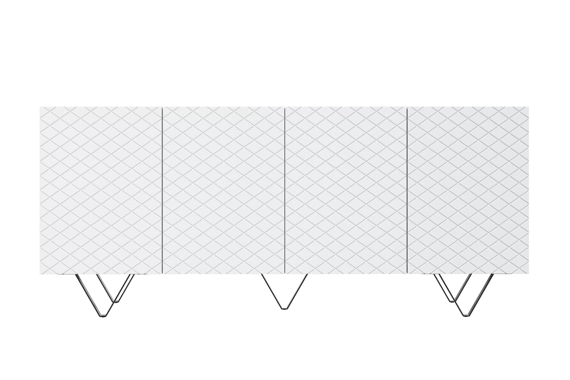 Čtyřdveřová komoda Scalia 190 4D - bílý mat / černé nohy Komoda čtyřdveřová Scalia 190 4D - bílý mat / černá Nohy