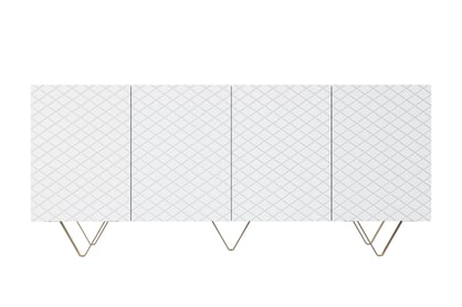Čtyřdveřová komoda Scalia 190 4D - bílý mat / zlaté nohy Komoda čtyřdveřová Scalia 190 4D - bílý mat / zlaté Nohy