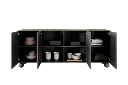 Olivová komoda Sonatia II 200 cm so štyrmi dverami - nohy guľaté Štvordverová Komoda Sonatia II 200 cm na nogach kulach - Oliva