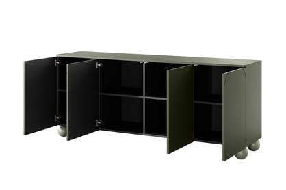 Olivová komoda Sonatia II 200 cm so štyrmi dverami - nohy guľaté Štvordverová Komoda Sonatia II 200 cm na nogach kulach - Oliva