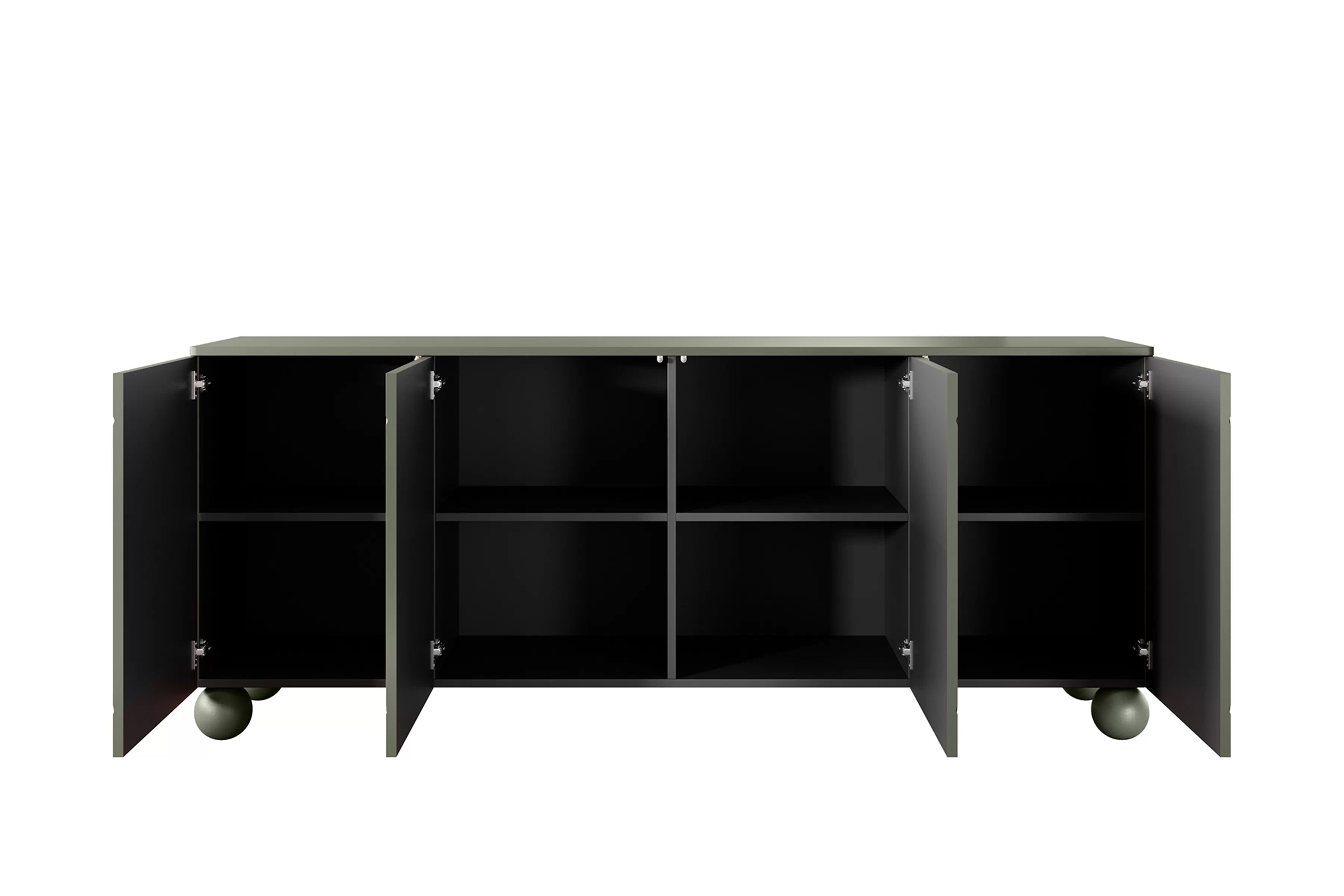 Olivová komoda Sonatia II 200 cm so štyrmi dverami - nohy guľaté Štvordverová Komoda Sonatia II 200 cm na nogach kulach - Oliva