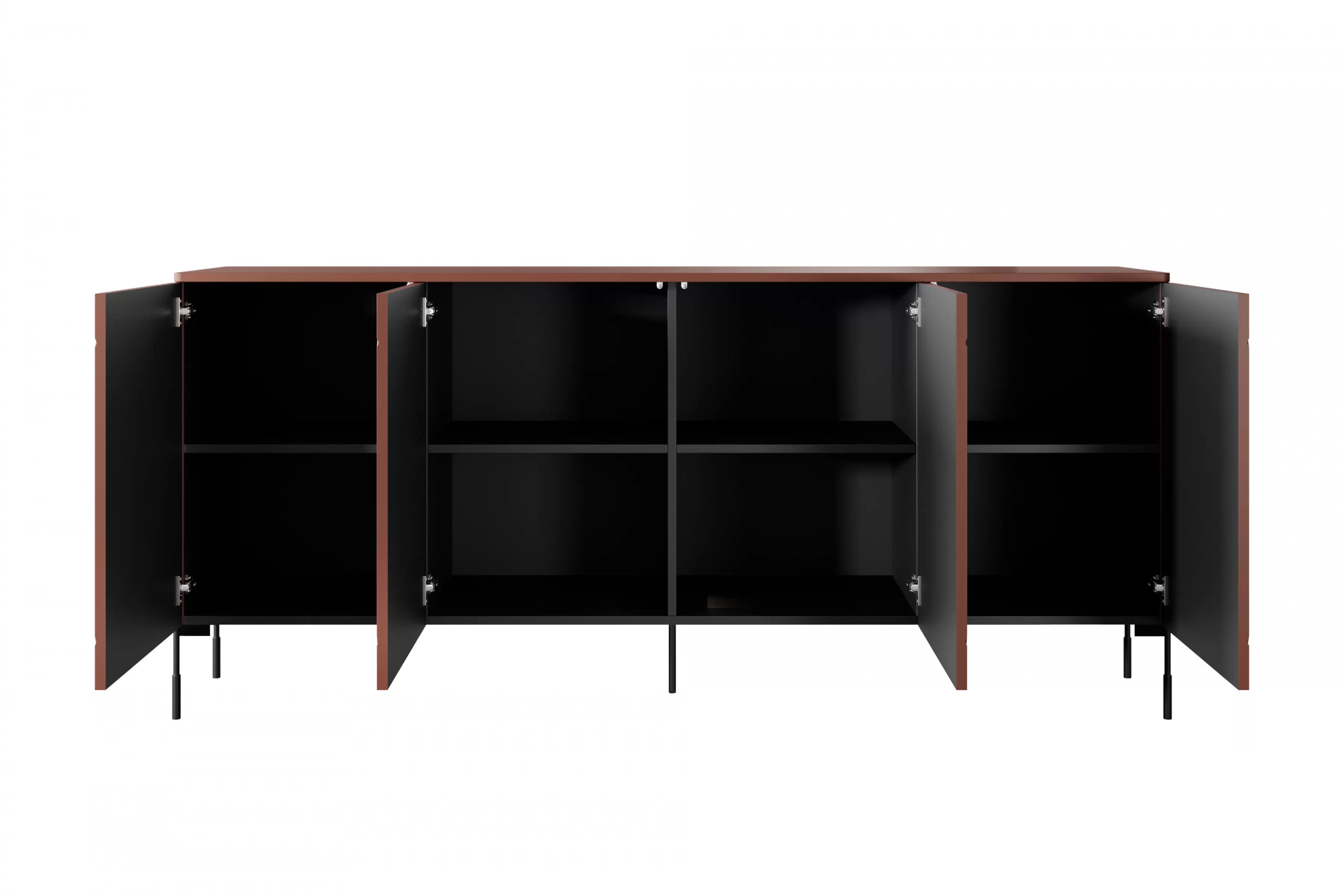 Komoda Sonatia 200 cm - burgund Komoda čtyřdveřová Sonatia na kovových nohách 200 cm - burgund