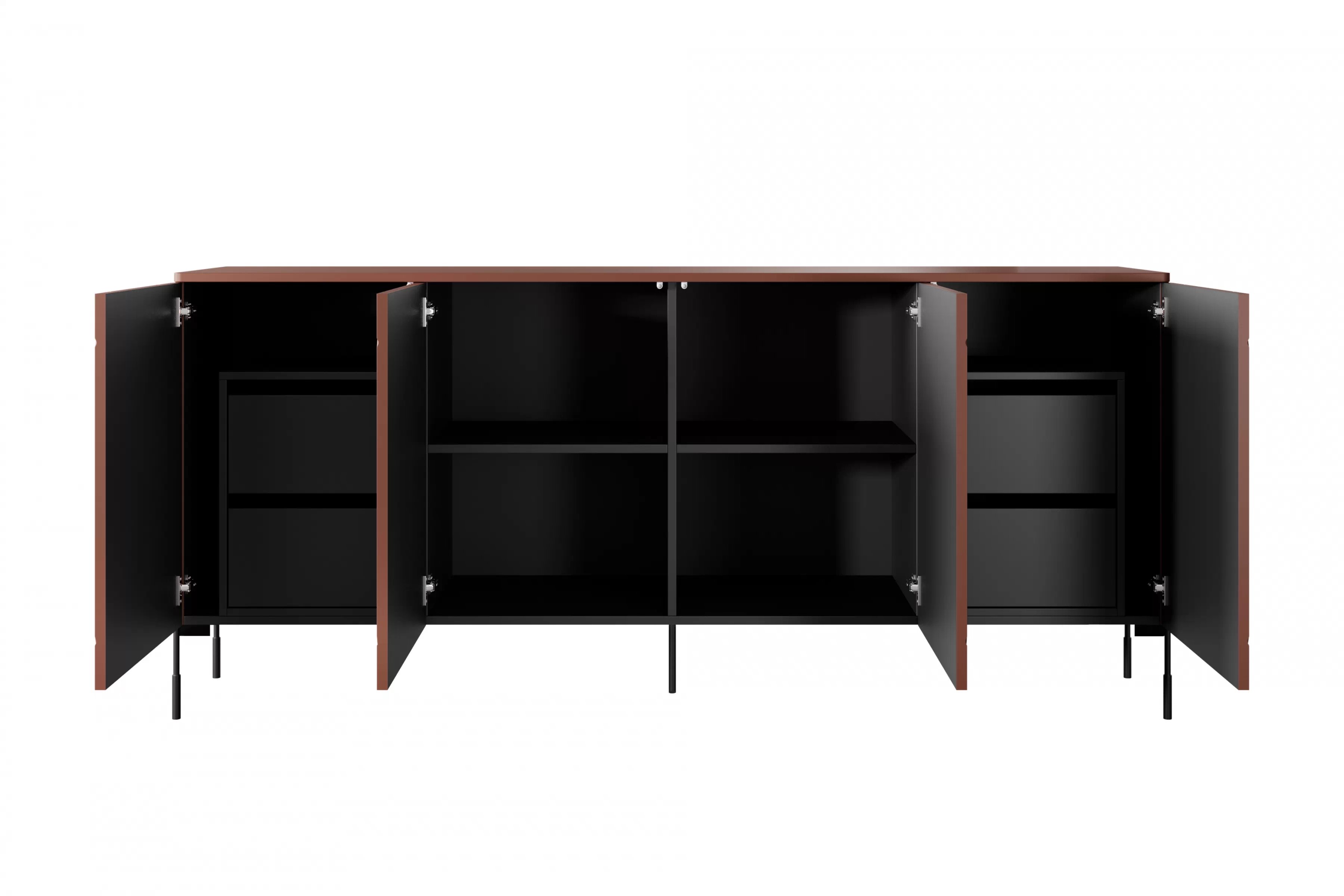 Komoda Sonatia 200 cm se čtyřmi skrytými zásuvkami - burgund Komoda se zásuvkami