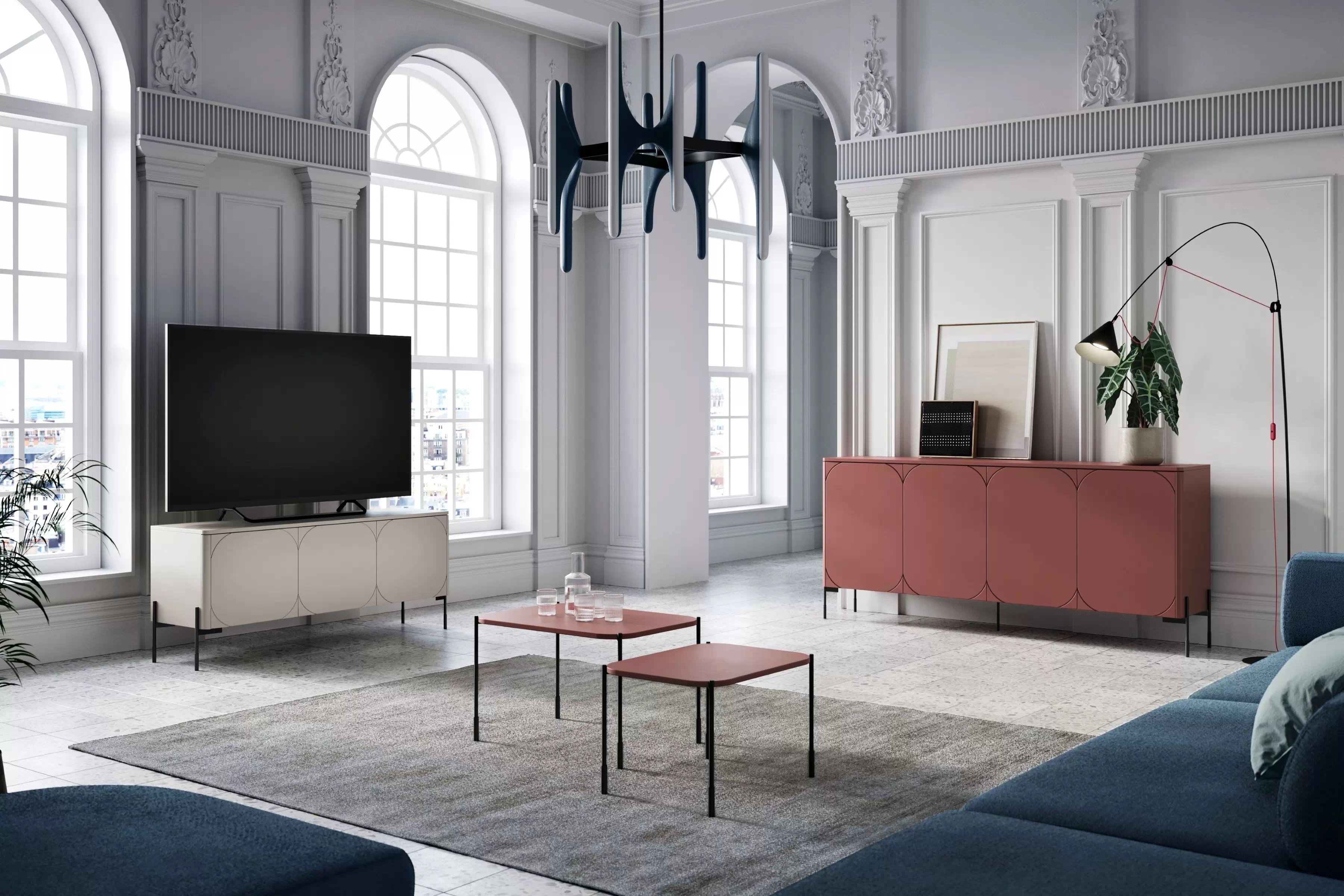 Komoda Sonatia 200 cm se čtyřmi skrytými zásuvkami - burgund Komoda pro obývacího pokoje