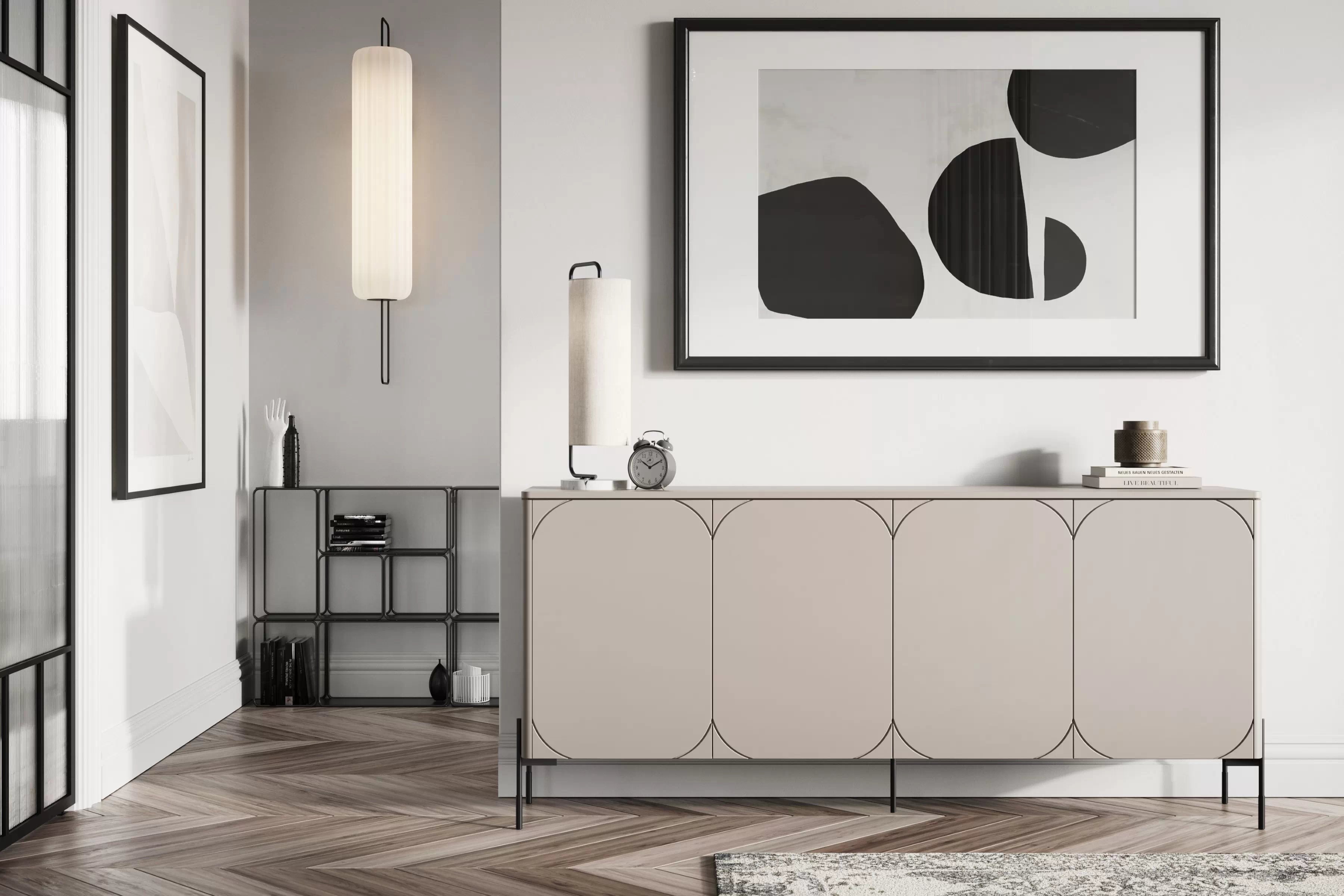 Komoda Sonatia 200 cm se čtyřmi skrytými zásuvkami - kašmír kaszmirowa Komoda