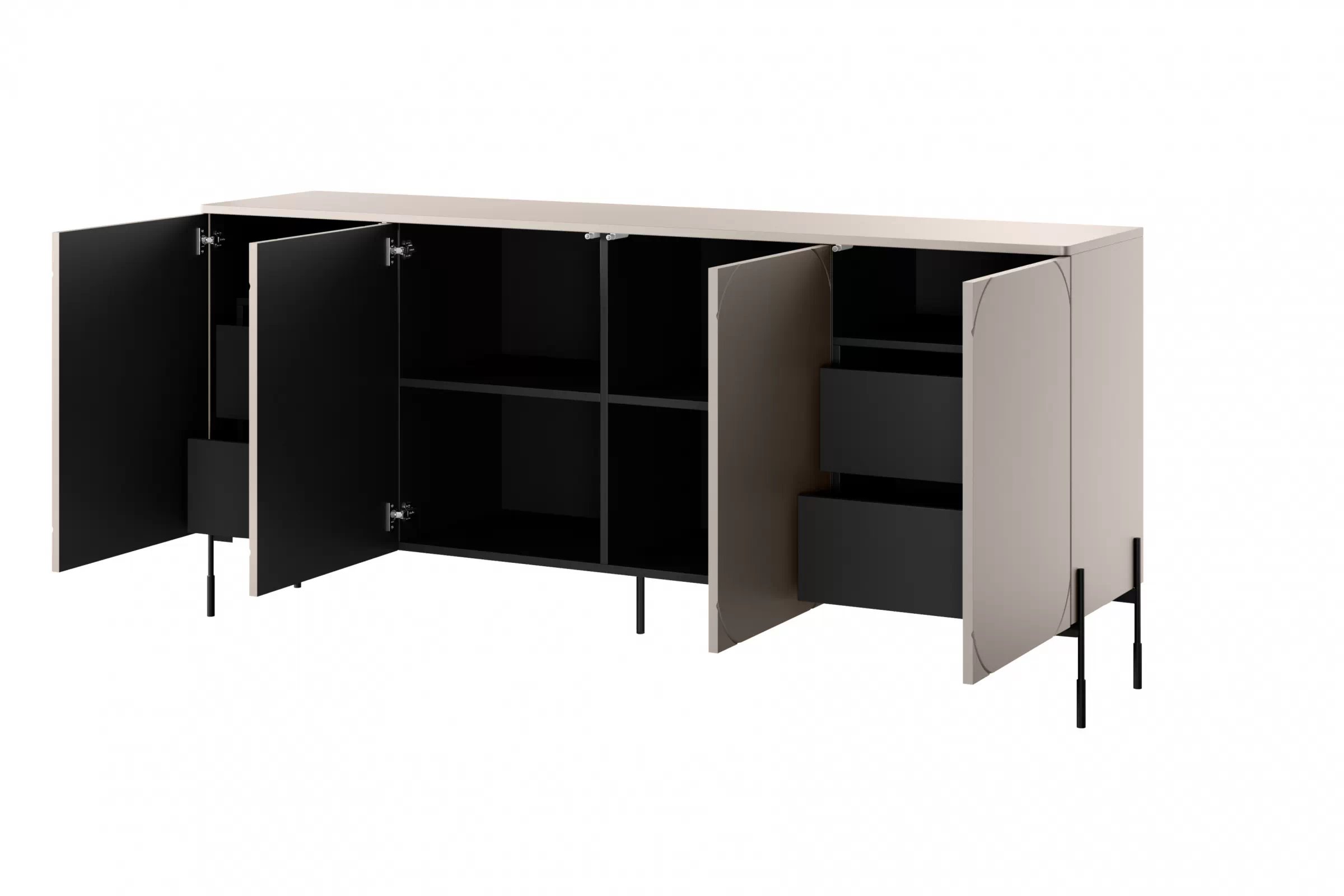 Komoda Sonatia 200 cm se čtyřmi skrytými zásuvkami - kašmír Komoda z przegrodami