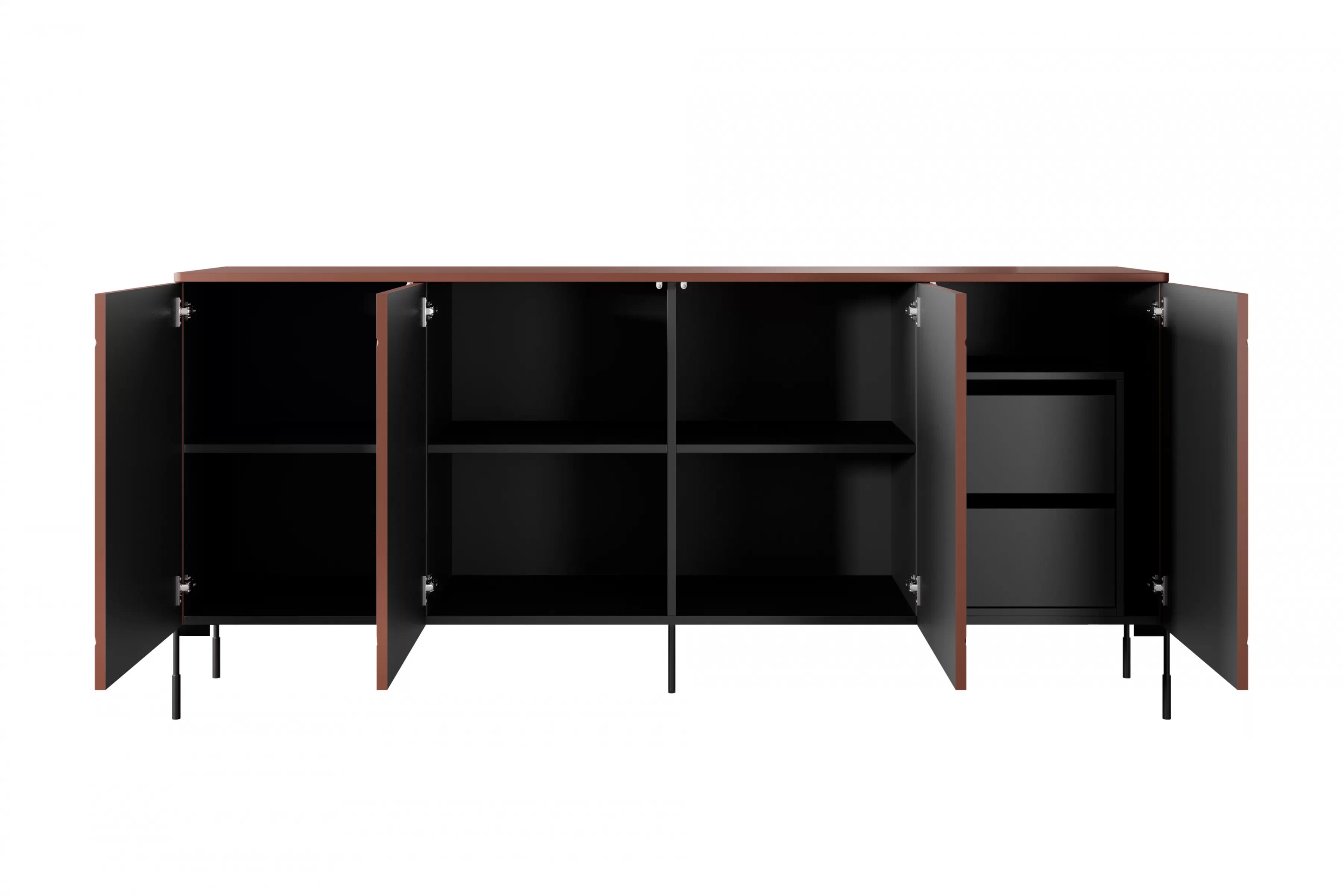 Komoda Sonatia 200 cm s 2 ukrytými zásuvkami - burgundová Štvordverová Komoda s dvoma ukrytymi zásuvkami Sonatia 200 cm - burgund