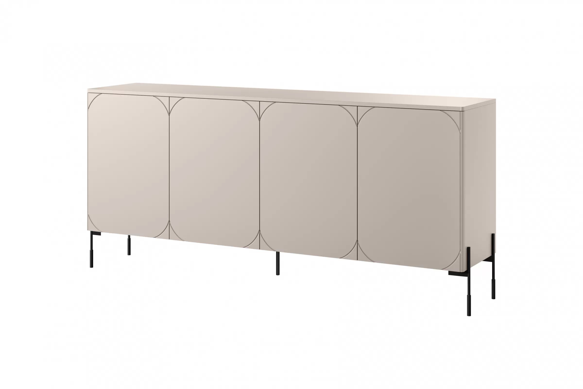 Komoda Sonatia 200 cm se dvěma skrytými zásuvkami - kašmír Komoda čtyřdveřová