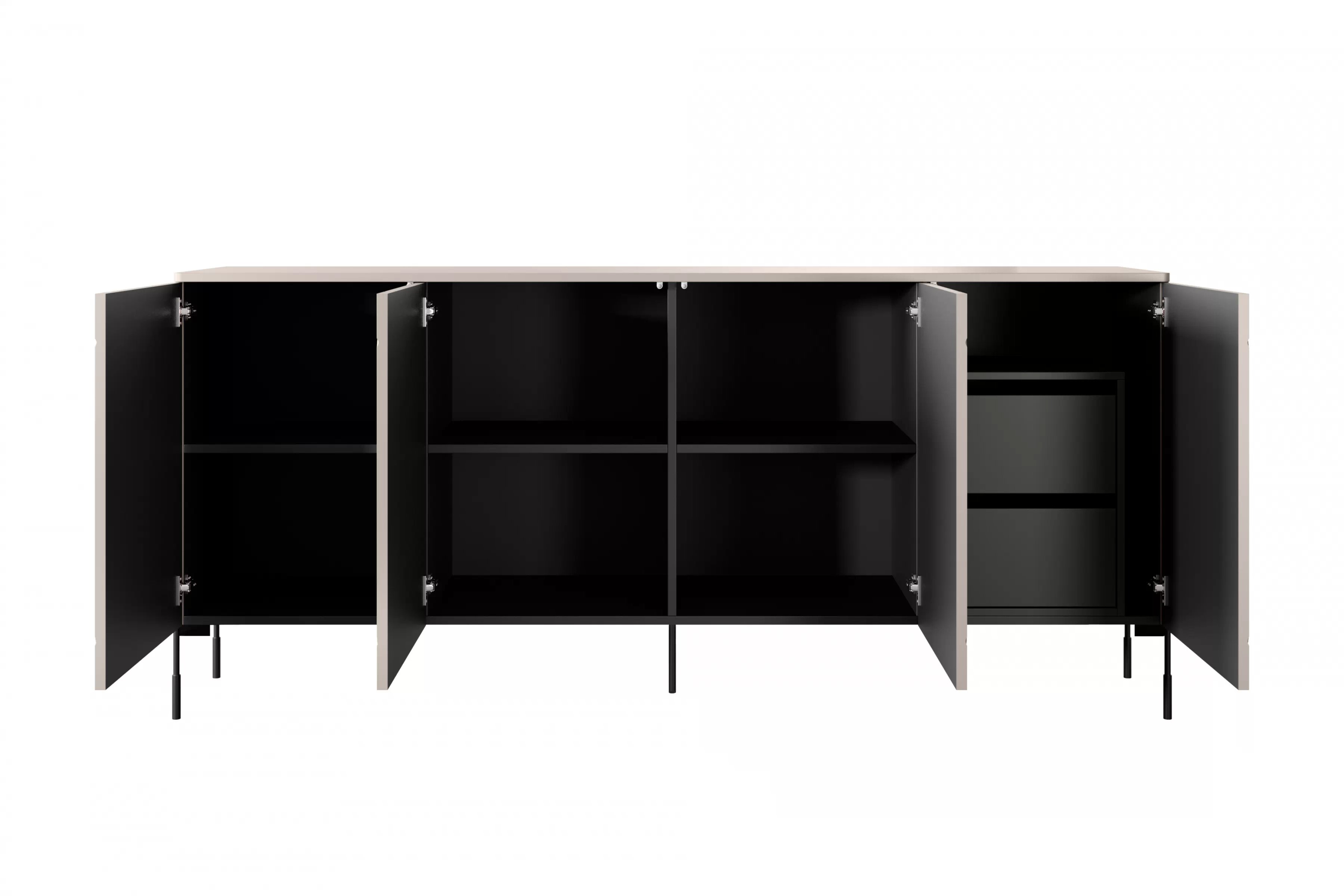 Komoda Sonatia 200 cm se dvěma skrytými zásuvkami - kašmír Komoda se zásuvkami