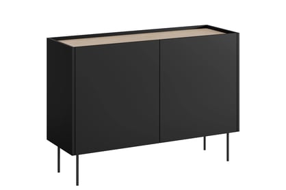 Čierna matná komoda Desin 120 cm s dvoma dverami - dub nagano