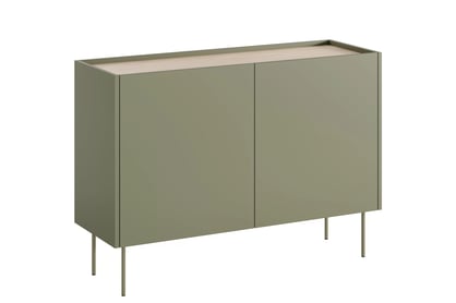 Dvojdverová komoda Desin 120 cm s dvoma skrytými zásuvkami - olivová / dub nagano