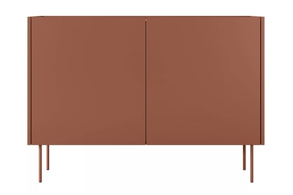 Komoda Desin 120 cm s 2 ukrytými zásuvkami - ceramic red / dub nagano Komoda Desin 120 cm z 2 ukrytymi zásuvkami i metalowymi nogami- Červený / ceramic red / Dub nagano