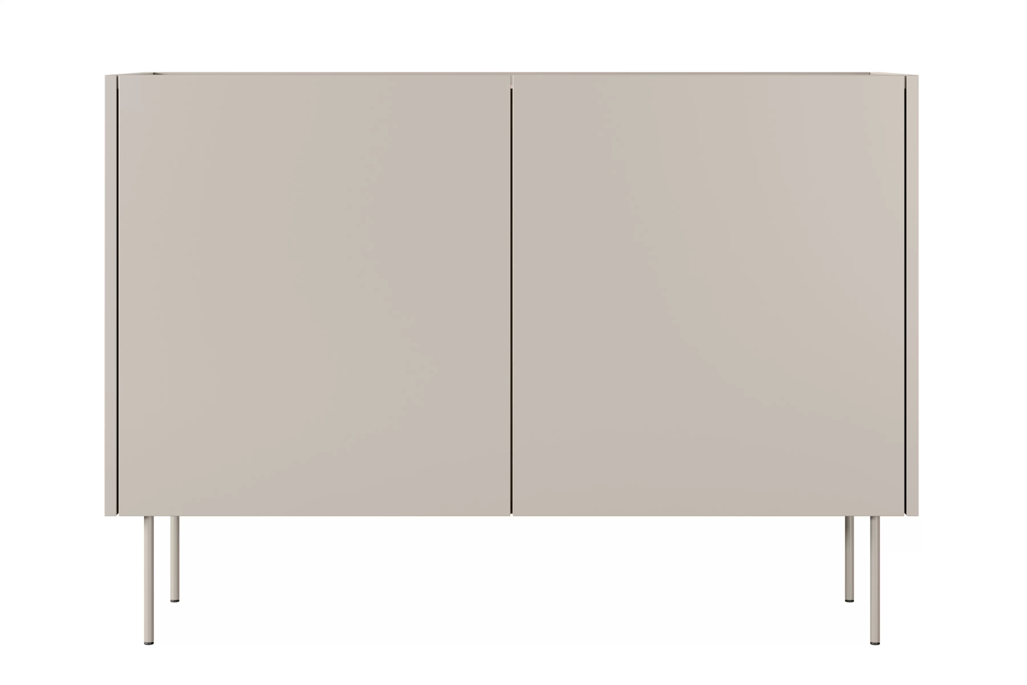 Komoda Desin 120 cm s 2 ukrytými zásuvkami - kašmírová / dub nagano Komoda Desin 120 cm z 2 ukrytymi zásuvkami i metalowymi nogami- kašmír / Dub nagano