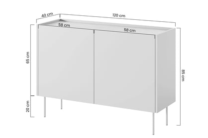 Desin kétajtós komód 120 cm - matt fekete / nagano-tölgy Komód Desin 120 cm z metalowymi nogami - matt fekete / dab nagano