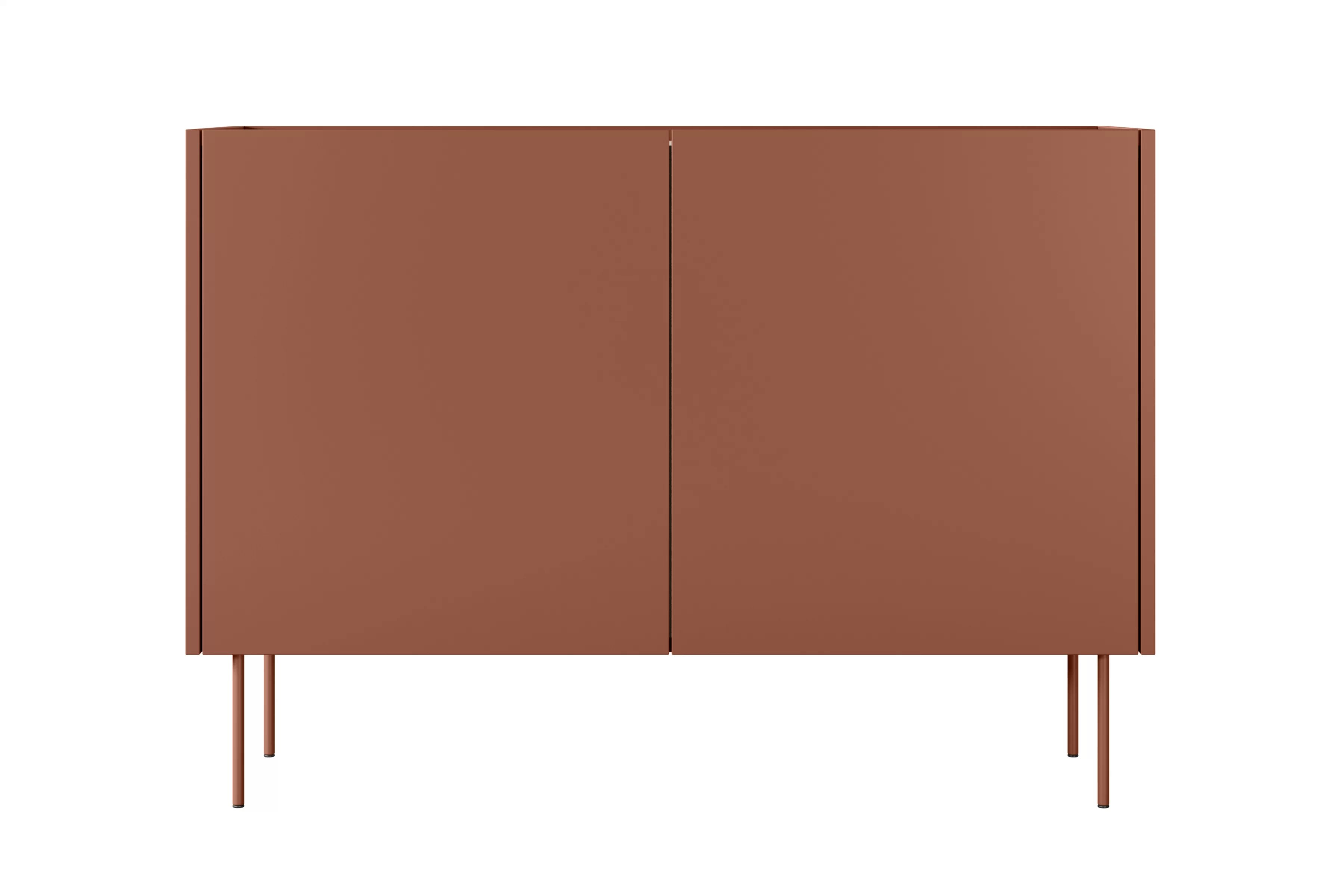 Komoda Desin 120 cm s kovovými nohami - keramická červená / dub nagano Komoda Desin 120 cm z metalowymi nogami - Červená / ceramic red / Dub nagano