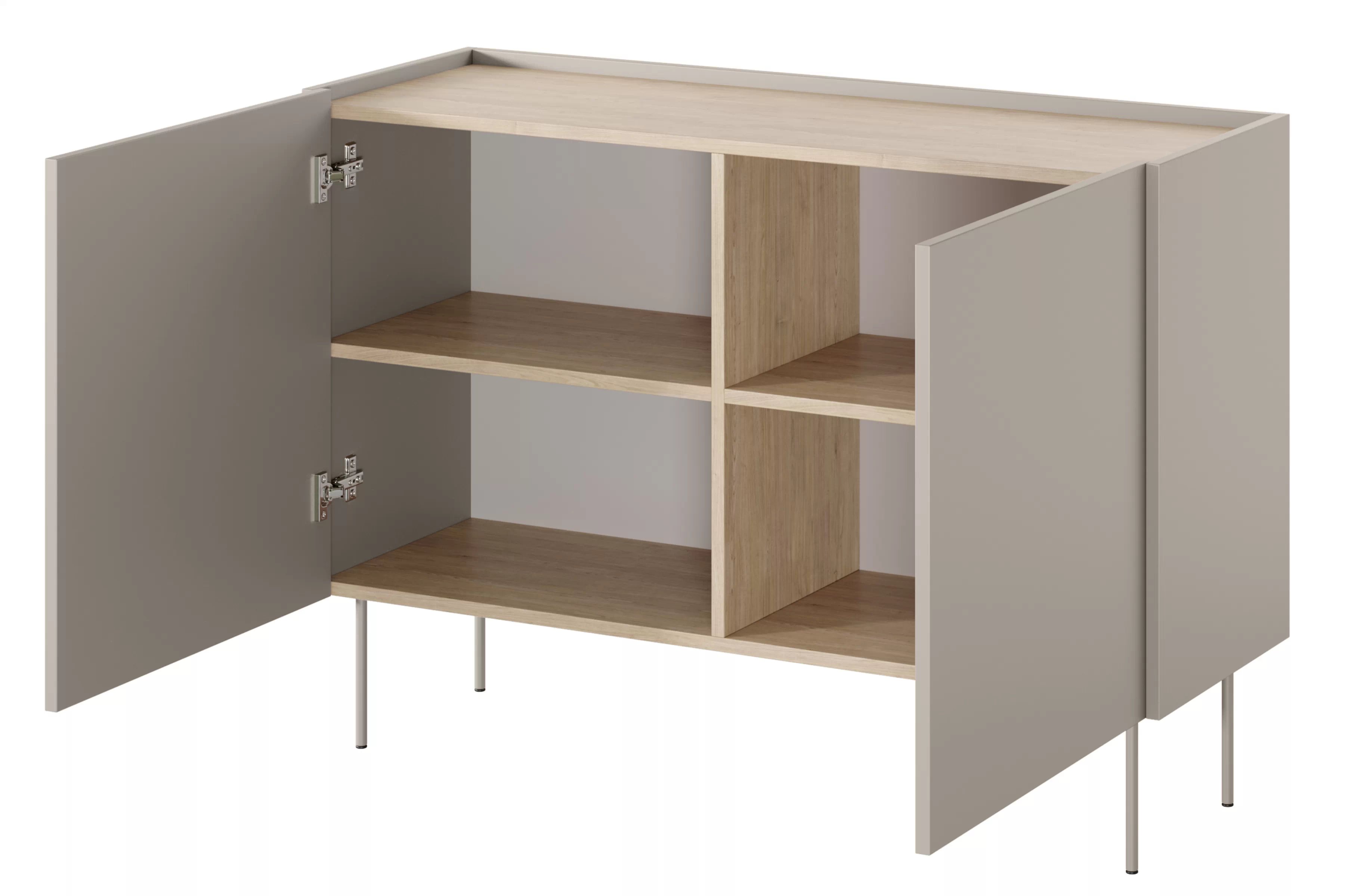 Komoda Desin 120 cm s kovovými nohami - kašmír / dub nagano Komoda Desin 120 cm z metalowymi nogami - kašmír / Dub nagano