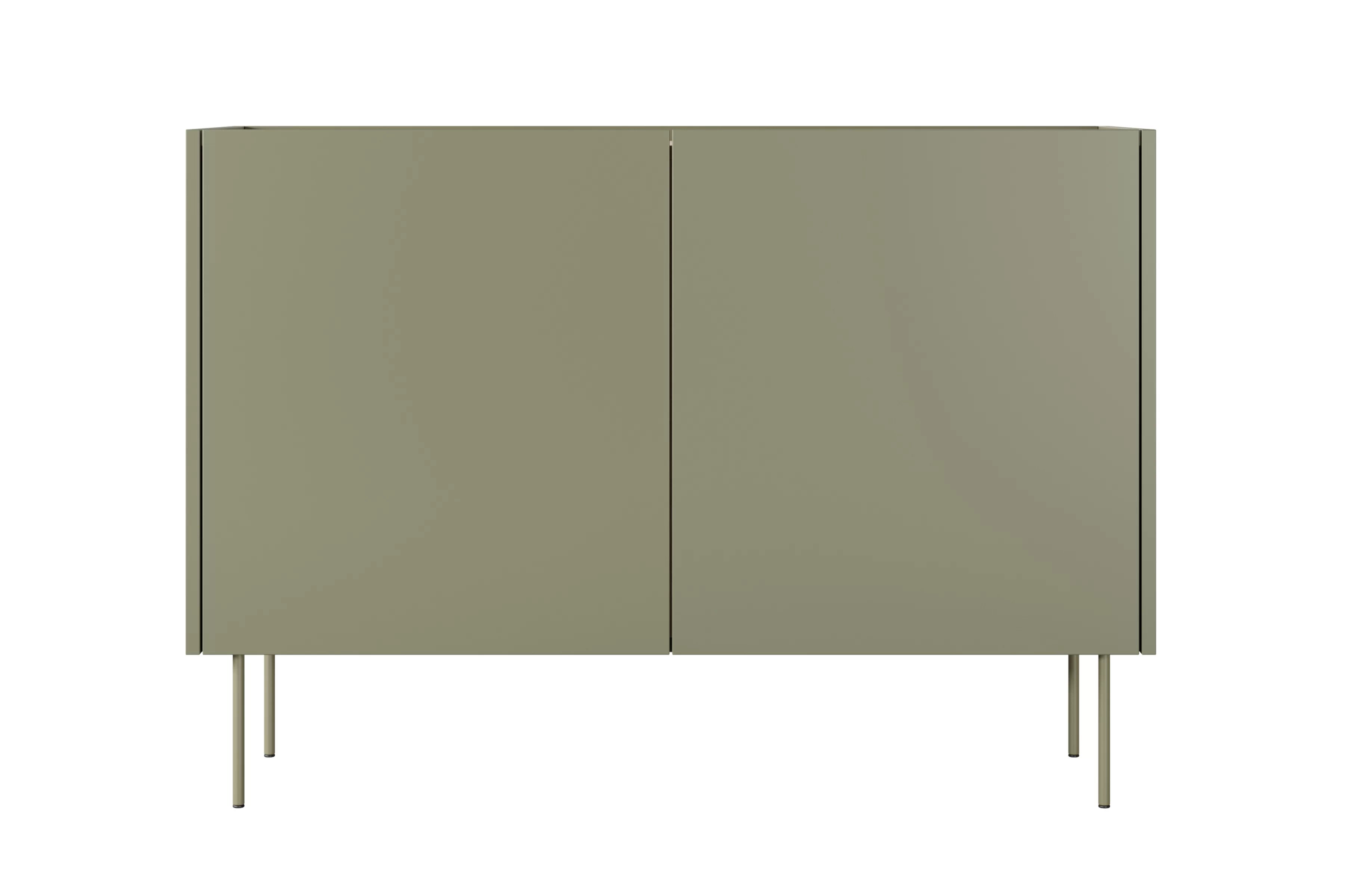 Komoda Desin 120 cm s kovovými nohami - olivová / dub nagano Komoda Desin 120 cm z metalowymi nogami - Oliva / Dub nagano