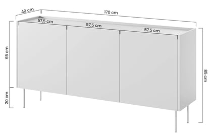 Komoda Desin 170 cm se skrytými zásuvkami - černý mat / dub nagano Komoda Desin 170 cm z 2 ukrytymi zásuvkami i metalowymi nogami - černá mat / dub nagano