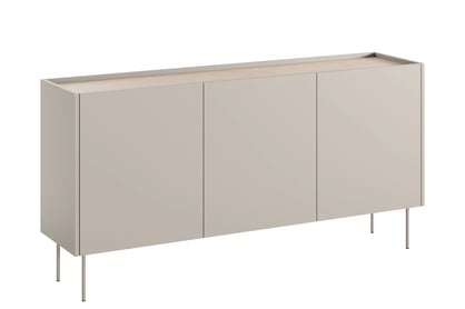 Komoda Desin 170 cm s 2 ukrytými zásuvkami - kašmírová / dub nagano Komoda Desin 170 cm z 2 ukrytymi zásuvkami i metalowymi nogami - kašmír / Dub nagano