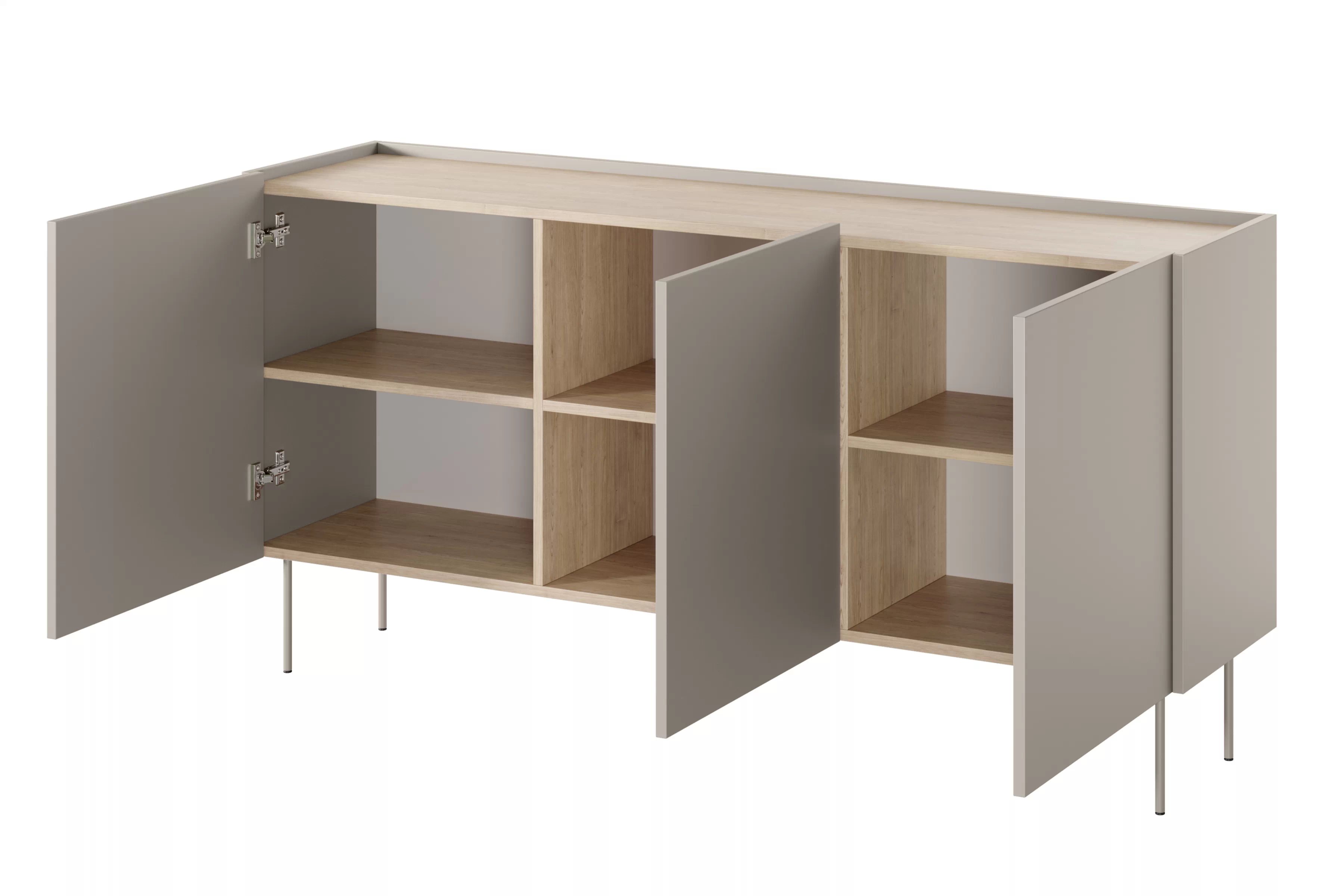 Komoda Desin 170 cm s kovovými nohami - kašmír / dub nagano Komoda Desin 170 cm z metalowymi nogami - kašmír / dub nagano