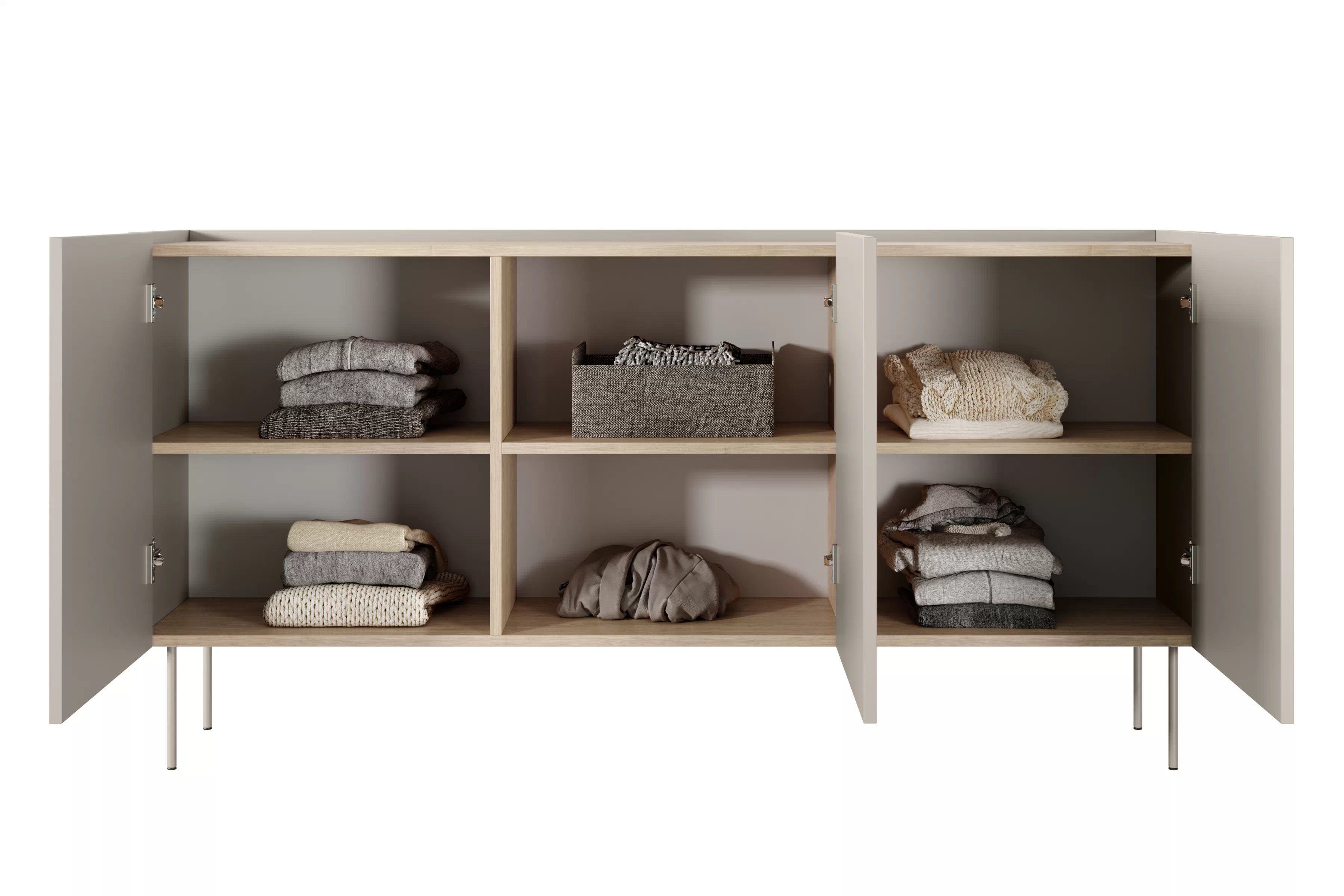 Komoda Desin 170 cm s kovovými nohami - kašmír / dub nagano Komoda Desin 170 cm z metalowymi nogami - kašmír / dub nagano