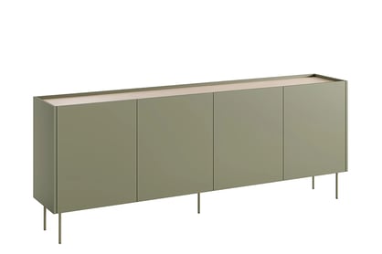Moderní komoda Desin 220 cm čtyřdveřová - olivová / dub nagano