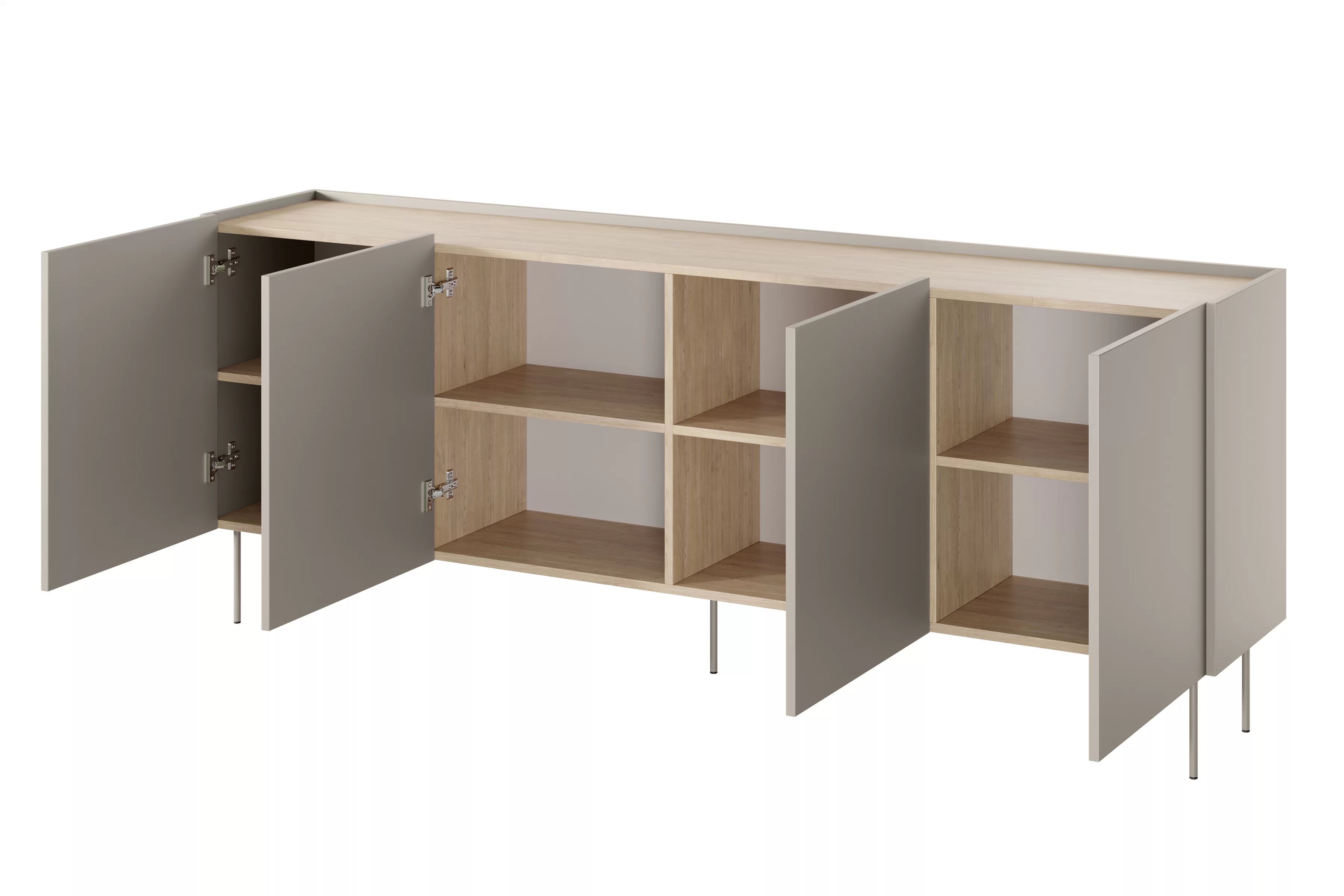 Komoda Desin 220 cm - kašmírová / dub nagano Komoda Desin 220 cm z metalowymi nogami - kašmír / Dub nagano