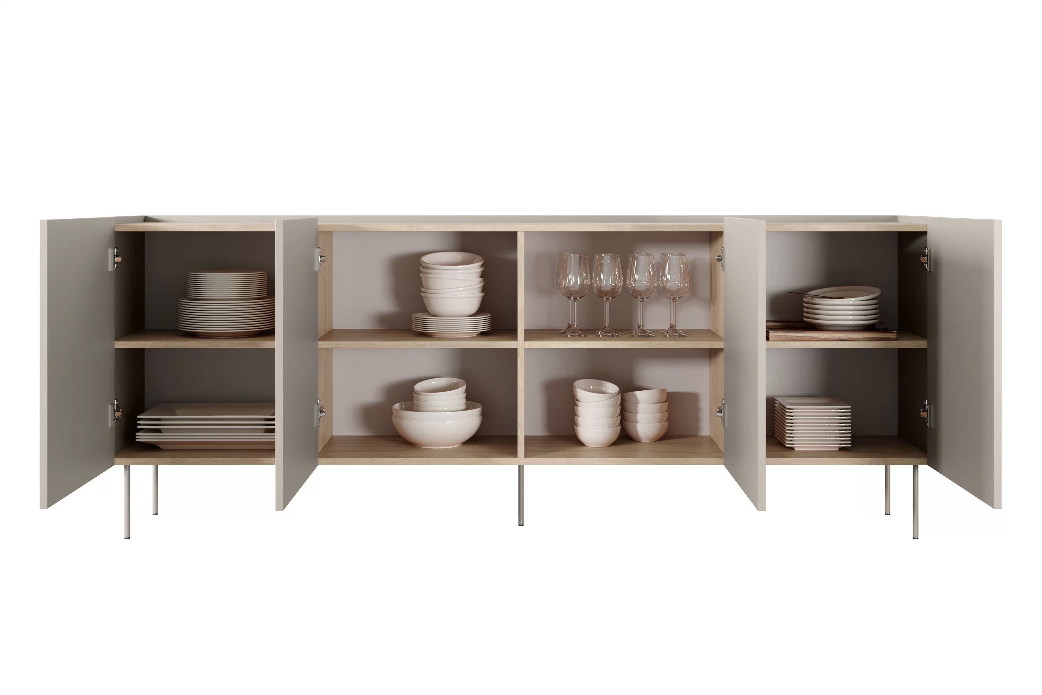 Komoda Desin 220 cm - kašmírová / dub nagano Komoda Desin 220 cm z metalowymi nogami - kašmír / Dub nagano