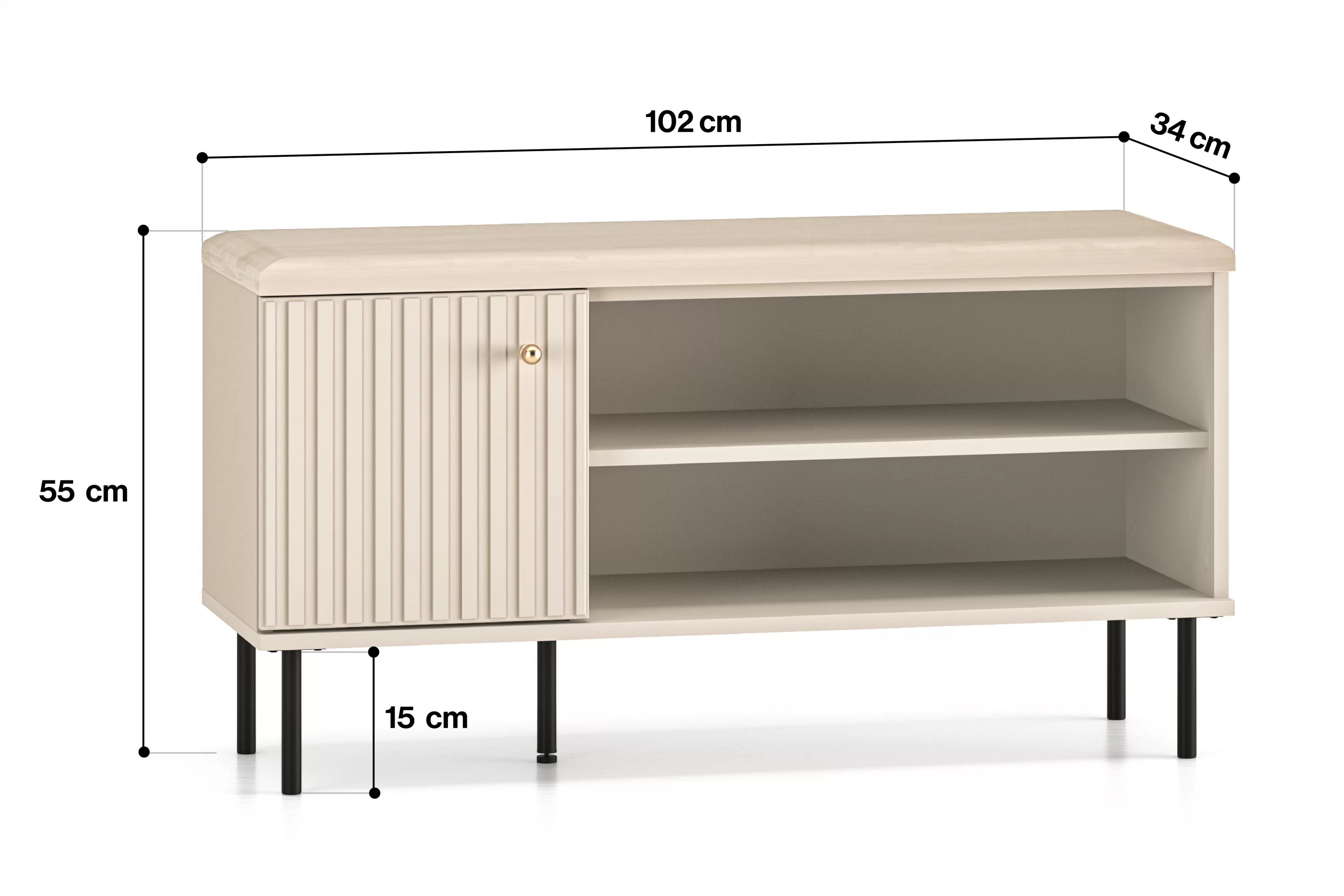 Předsíňová komoda Jamuzi 102 cm - kašmír Komoda do předsíně Jamuzi 15 - 102 cm - kašmír