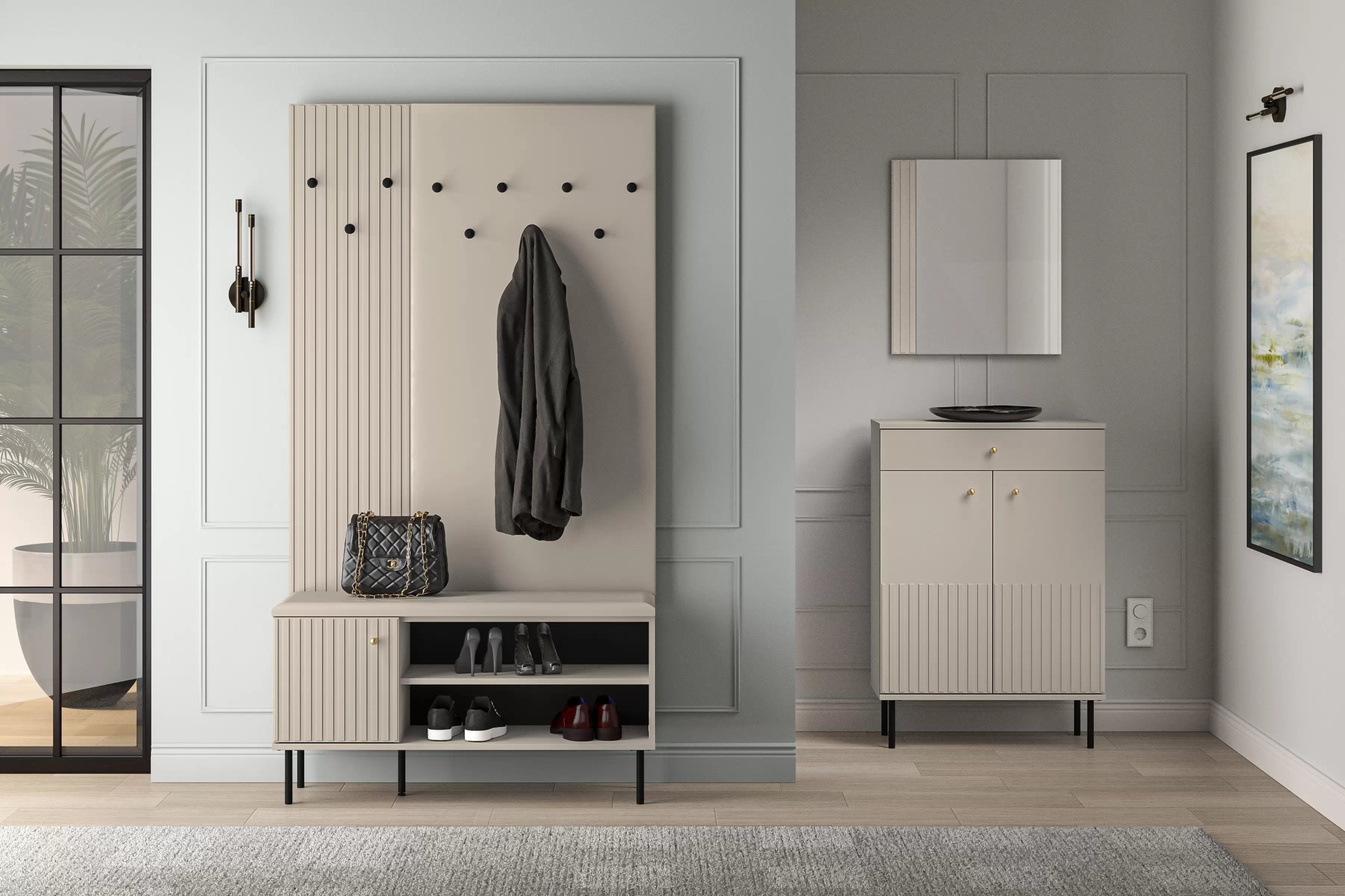 Předsíňová komoda Jamuzi 102 cm - kašmír Komoda do předsíně Jamuzi 15 - 102 cm - kašmír