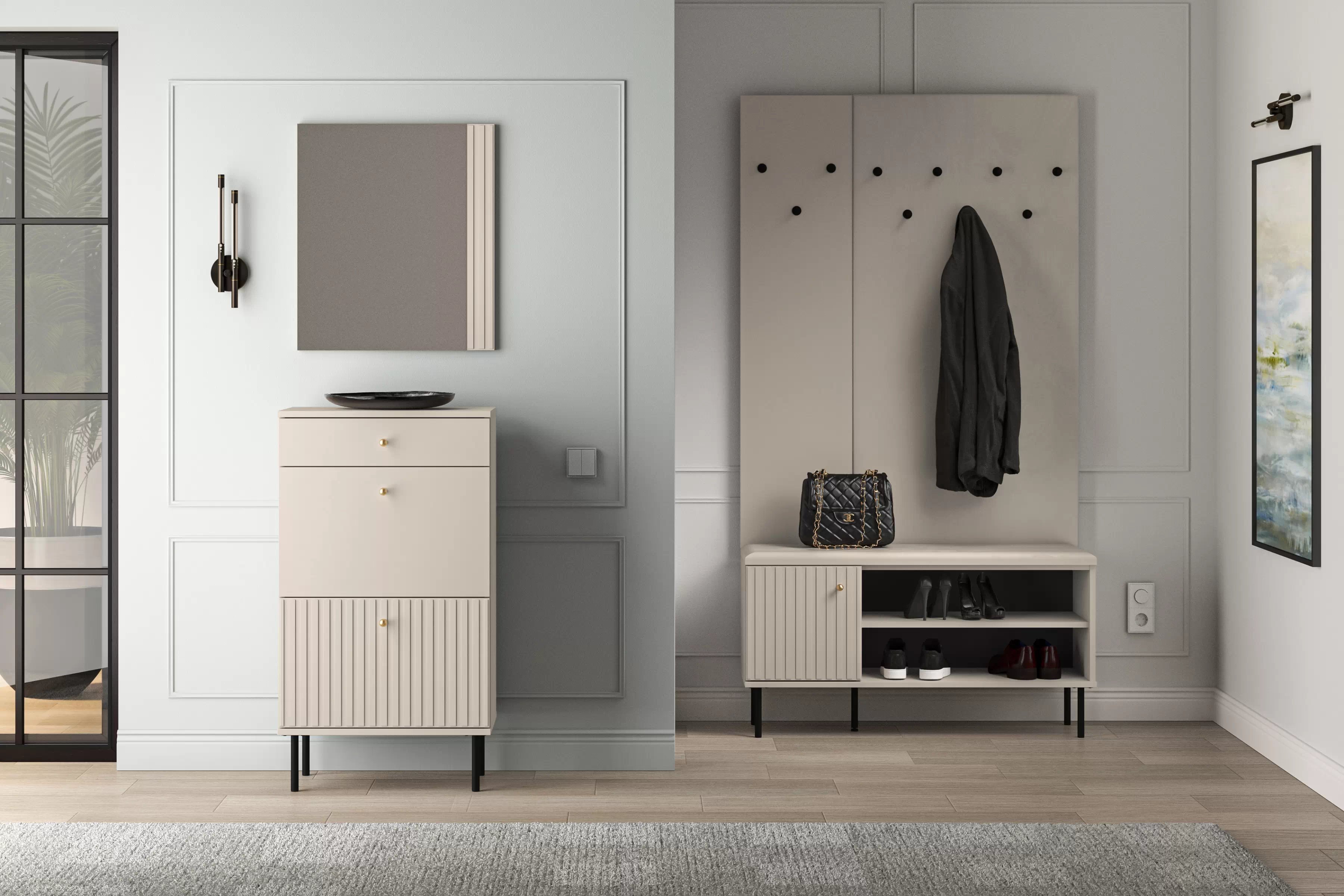 Komoda Jamuzi 55 cm - kašmír Komoda do předsíně z szuflada Jamuzi 13 - 55 cm - kašmír