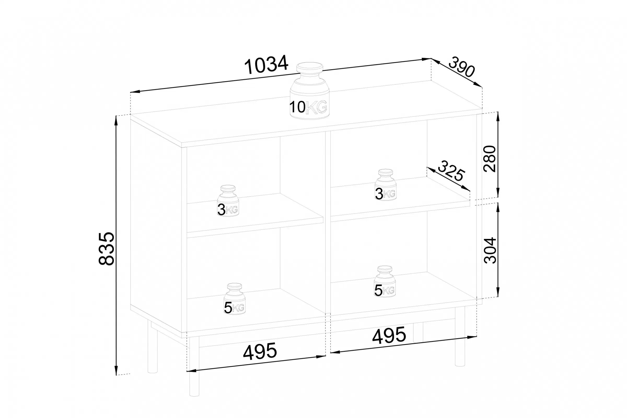 Komoda do obýváku Jolinio 104 cm - dub linea / černé nohy Komoda do obývacího pokoje Jolinio 104  cm - dub linea / černá Nohy