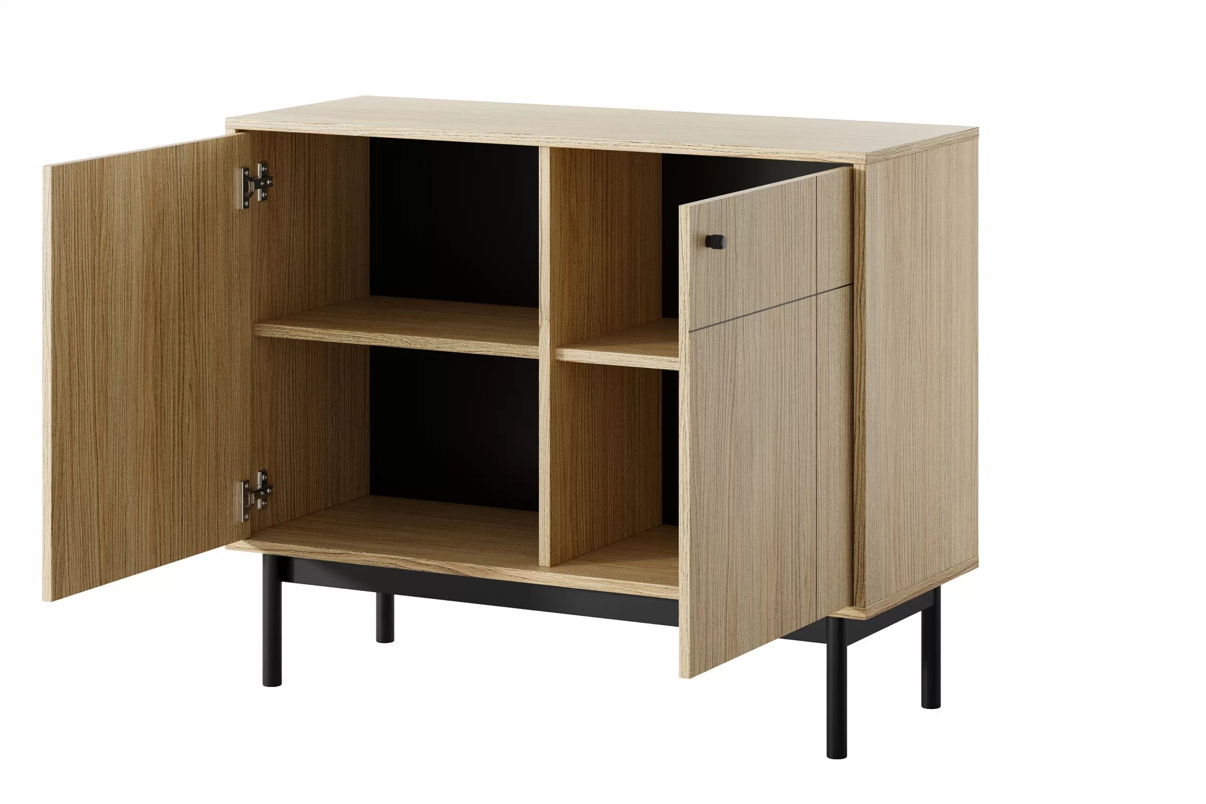 Komoda do obýváku Jolinio 104 cm - dub linea / černé nohy Komoda do obývacího pokoje Jolinio 104  cm - dub linea / černá Nohy