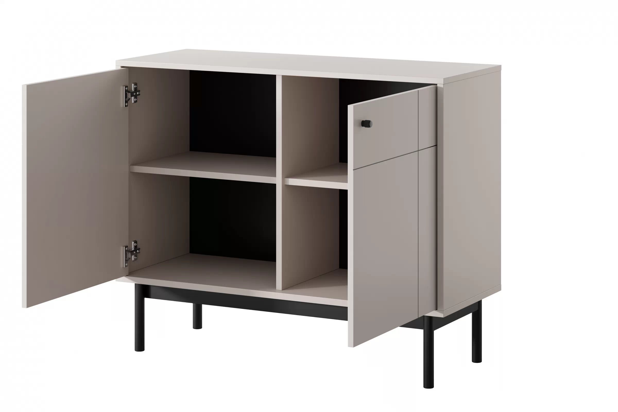 Komoda do obýváku Jolinio 104 cm - kašmír / černé nohy Komoda do obývacího pokoje Jolinio 104 cm - kašmír / černá Nohy