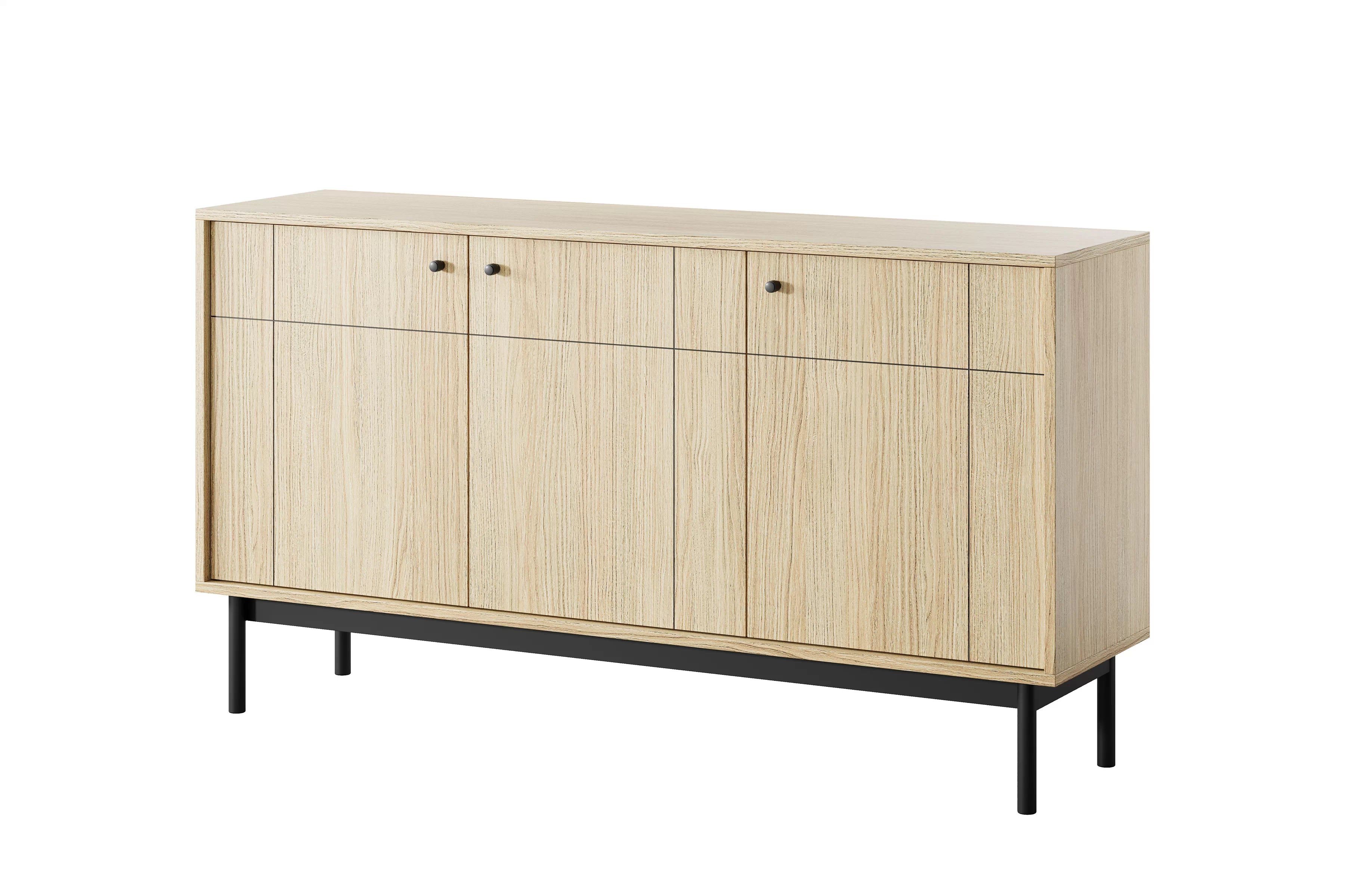 Komoda do obýváku Jolinio 154 cm - dub linea / černé nohy Komoda do obývacího pokoje Jolinio 154 cm - dub linea / černá Nohy