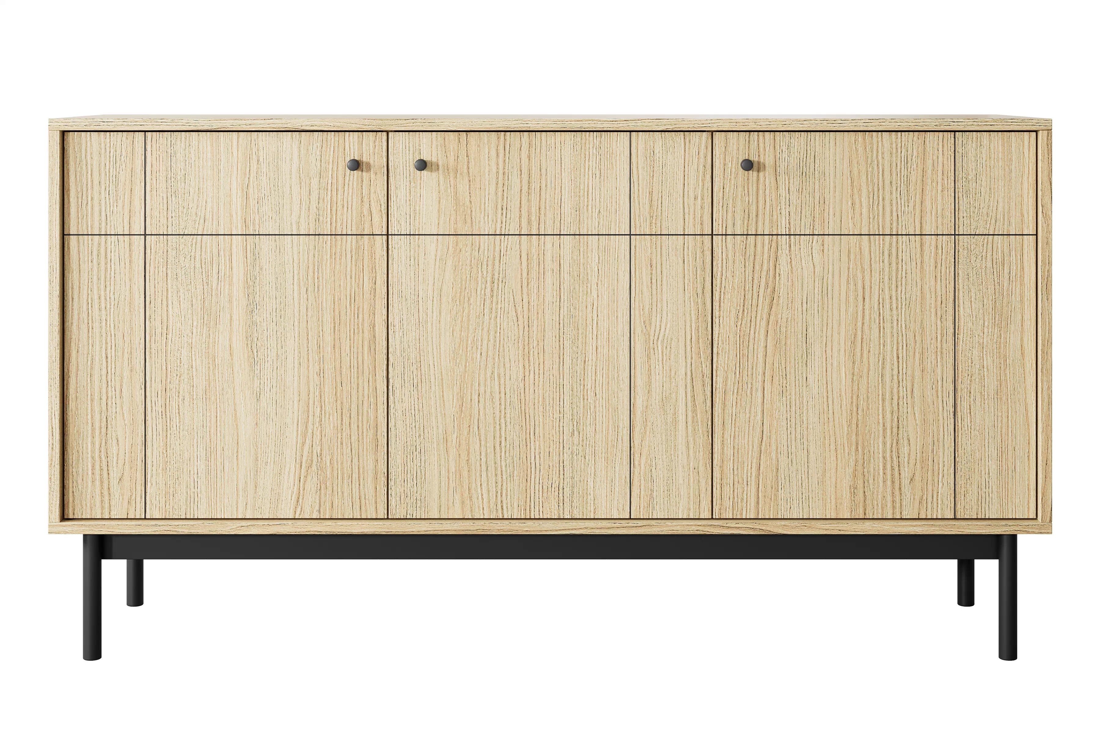 Komoda do obýváku Jolinio 154 cm - dub linea / černé nohy Komoda do obývacího pokoje Jolinio 154 cm - dub linea / černá Nohy