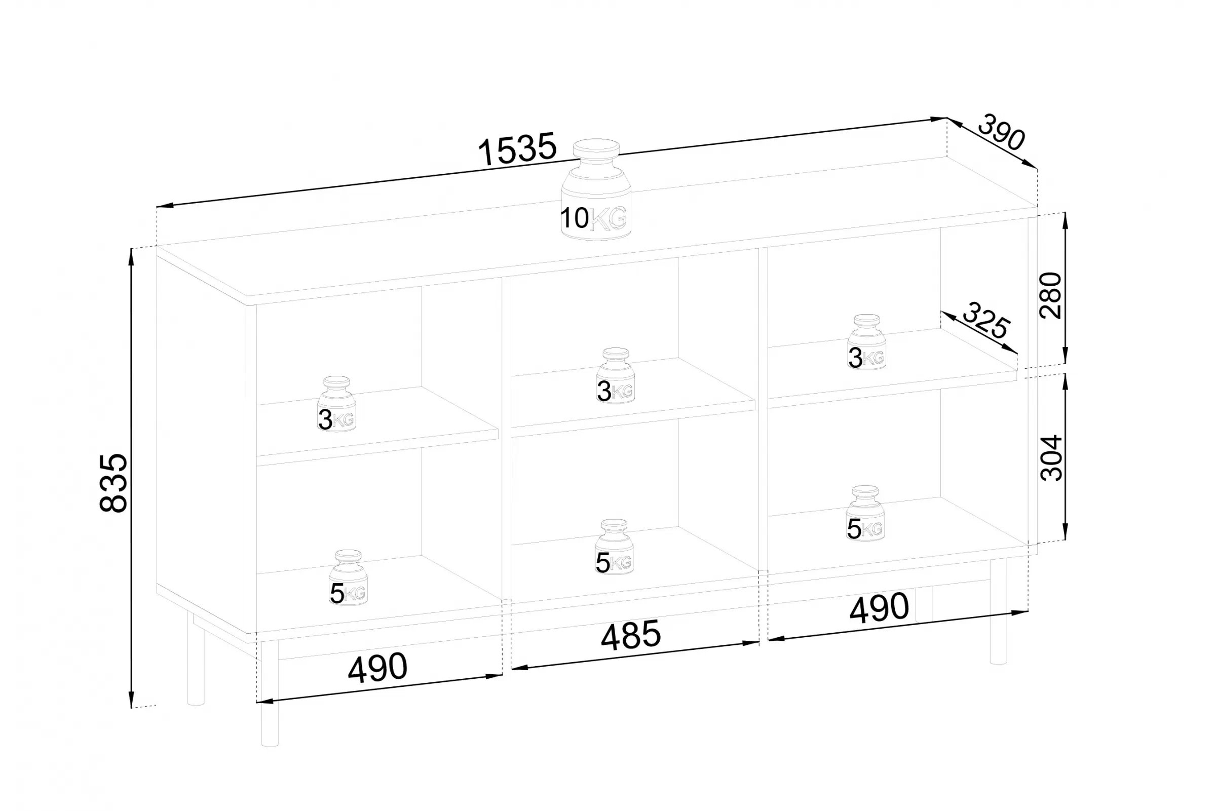 Komoda do obýváku Jolinio 154 cm - dub linea / černé nohy Komoda do obývacího pokoje Jolinio 154 cm - dub linea / černá Nohy