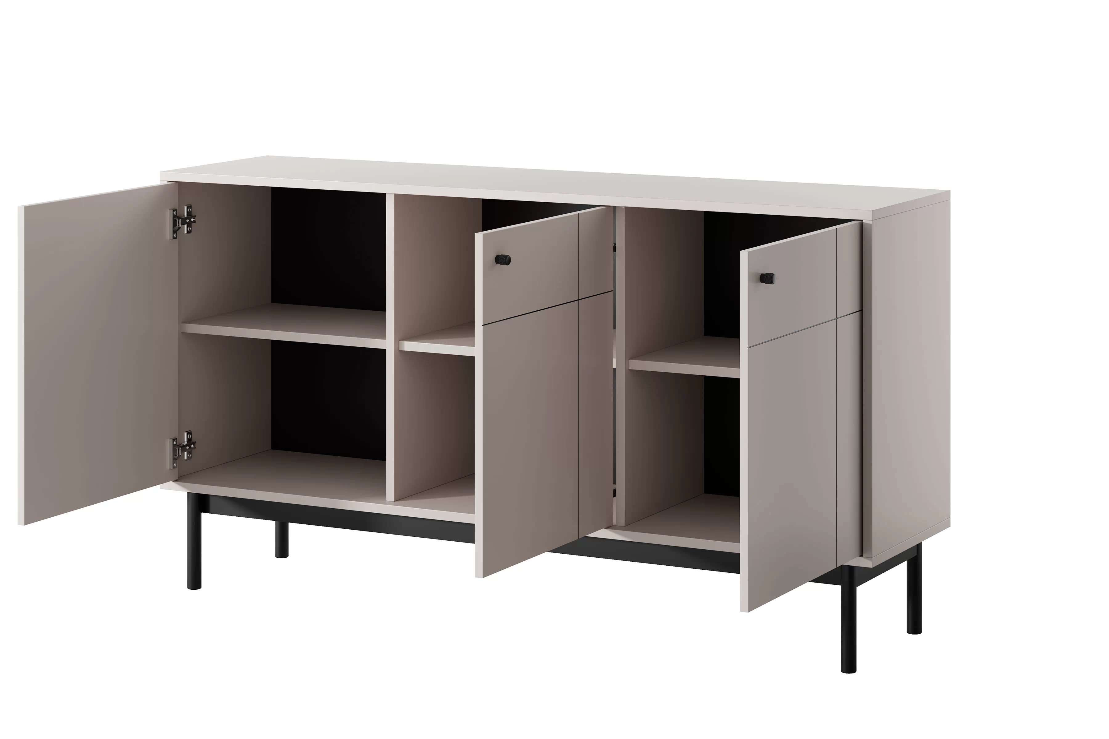 Komoda do obývačky Jolinio 154 cm - kašmír / čierne nohy Komoda do obývacej izby Jolinio 154 cm - kašmír / čierny nožičky