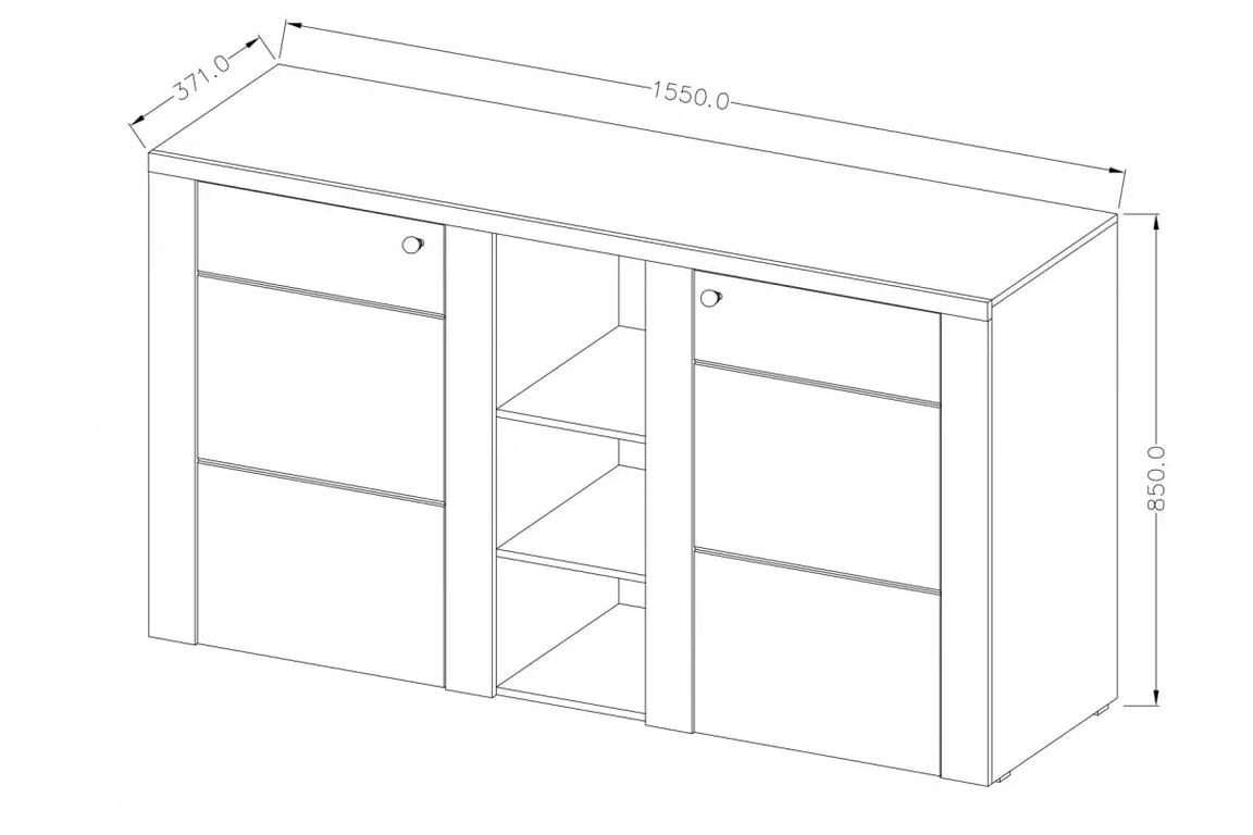 Komoda dvojdverová s policami Larona 26 - satin nussbaum / touchwood Komoda do obývacej izby Larona 26 - 155 cm - satin nussbaum / touchwood