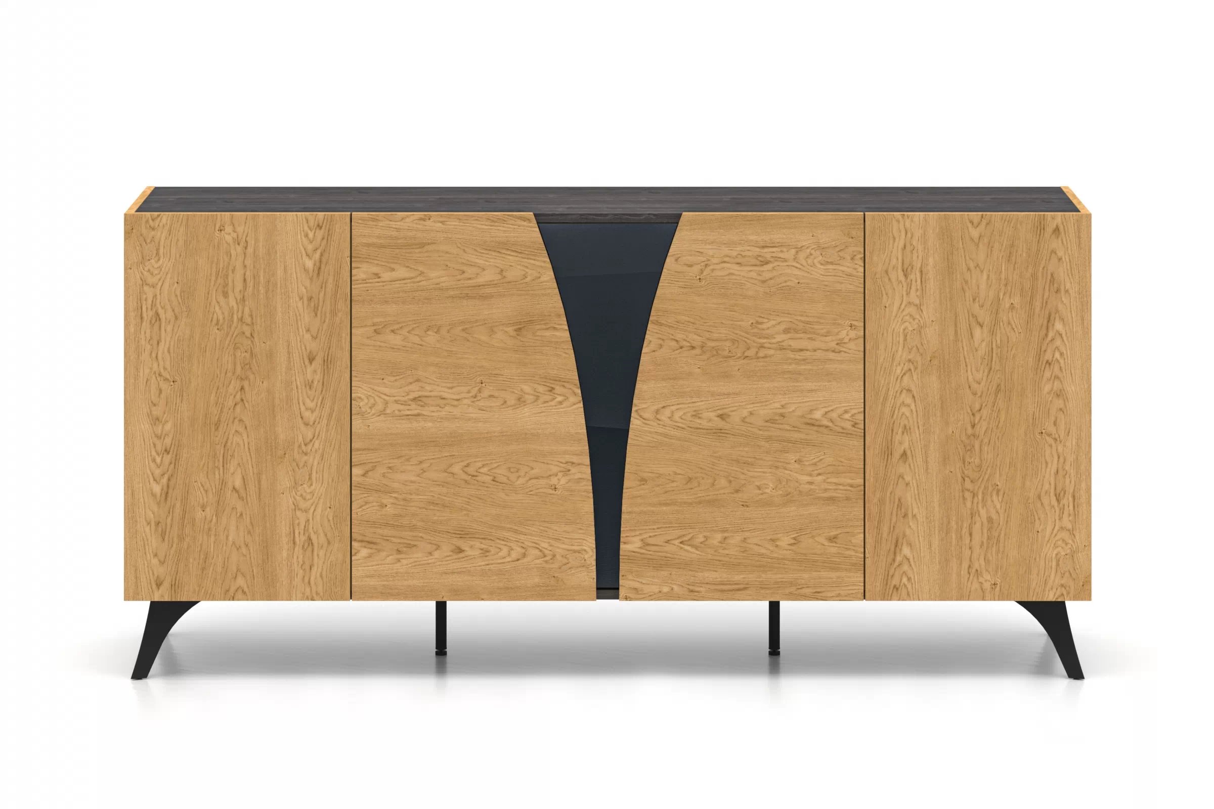 Komoda do obývačky Natina 04 170 cm - dub baltic dune / čierny jaseň portland Komoda do obývacej izby Natina 04 - 170 cm - Dub baltic dune / Jaseň portland Čierny