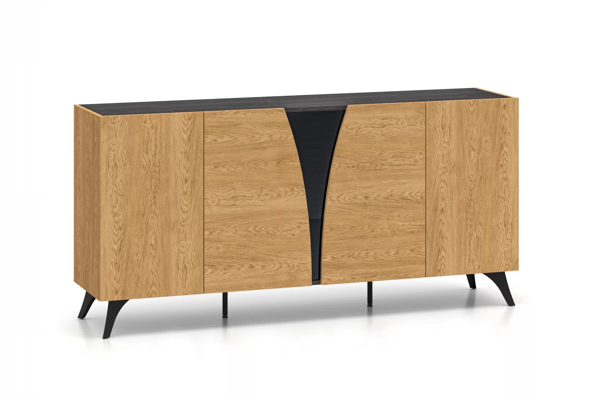 Komoda do obývačky Natina 04 170 cm - dub baltic dune / čierny jaseň portland Komoda do obývacej izby Natina 04 - 170 cm - Dub baltic dune / Jaseň portland Čierny