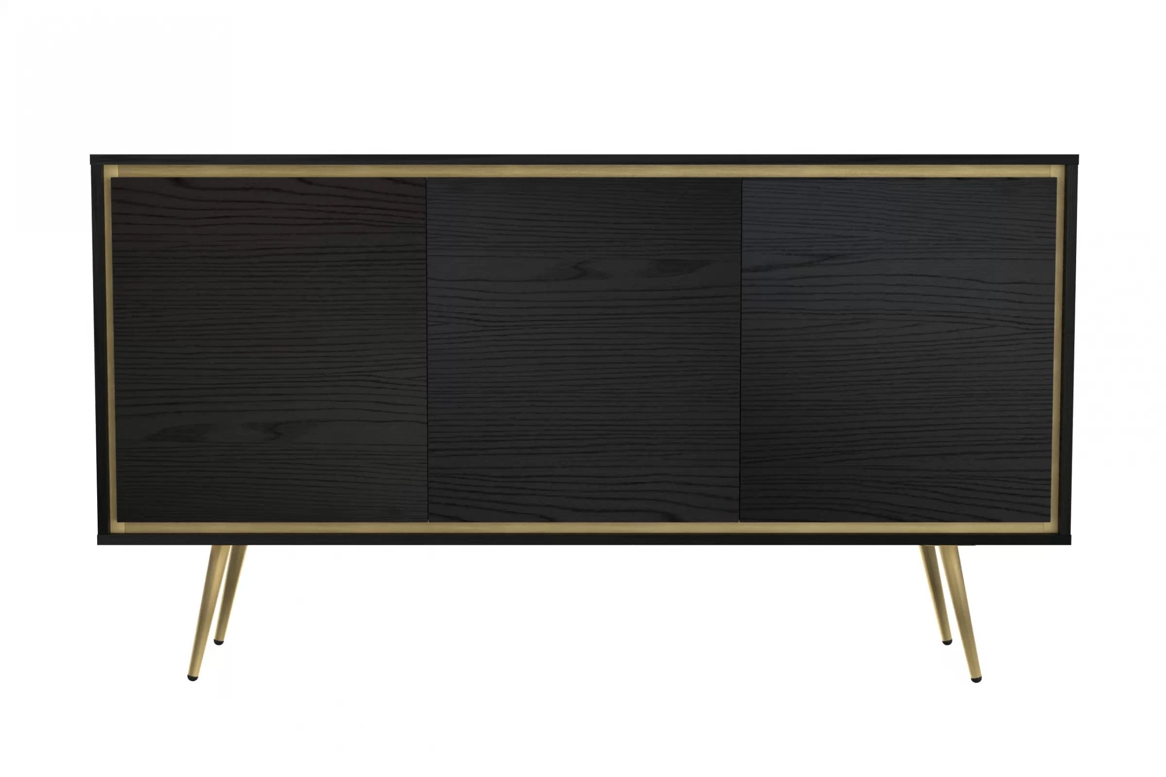 Komoda Unili 150 cm - černý grafit / zlaté detaily Komoda do obývacího pokoje Unili 150 cm - černá grafit / zlatá